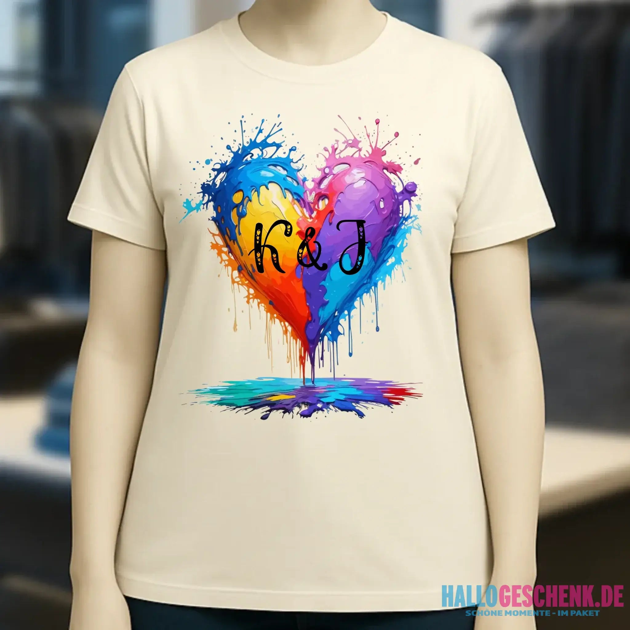 Buntes Herz Splash • Ladies Premium T-Shirt XS-2XL aus Bio-Baumwolle für Damen • Exklusivdesign • personalisiert