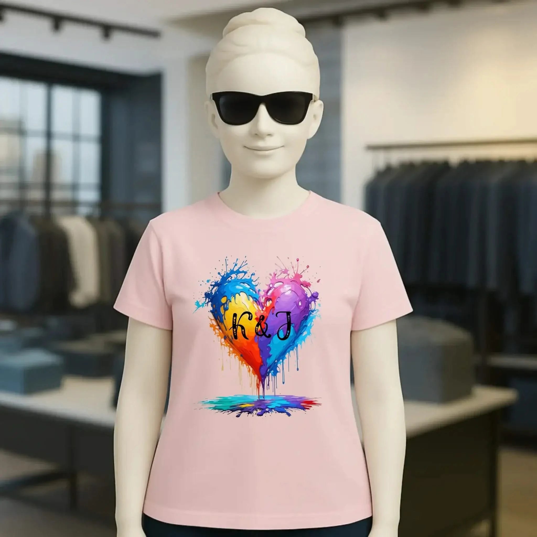 Buntes Herz Splash • Ladies Premium T-Shirt XS-2XL aus Bio-Baumwolle für Damen • Exklusivdesign • personalisiert