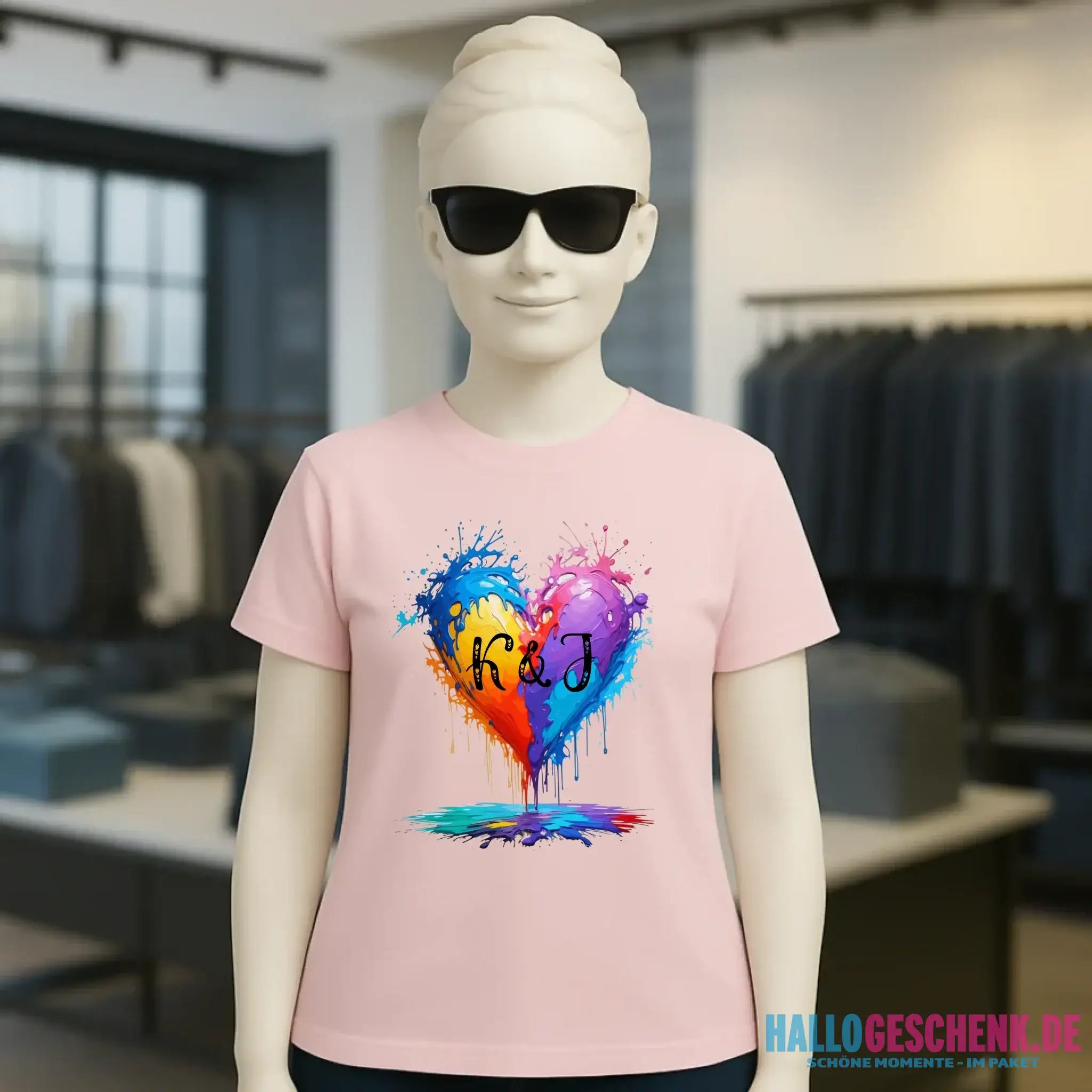 Buntes Herz Splash • Ladies Premium T-Shirt XS-2XL aus Bio-Baumwolle für Damen • Exklusivdesign • personalisiert