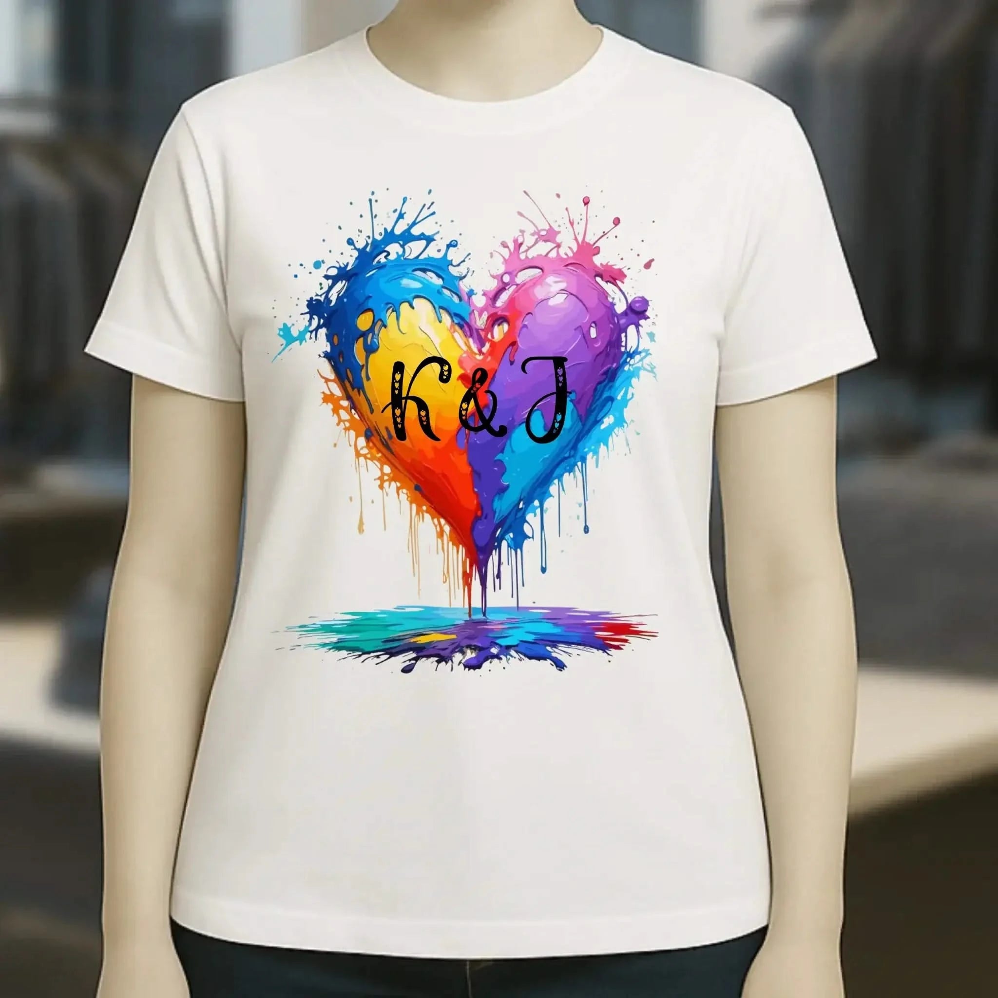 Buntes Herz Splash • Ladies Premium T-Shirt XS-2XL aus Bio-Baumwolle für Damen • Exklusivdesign • personalisiert