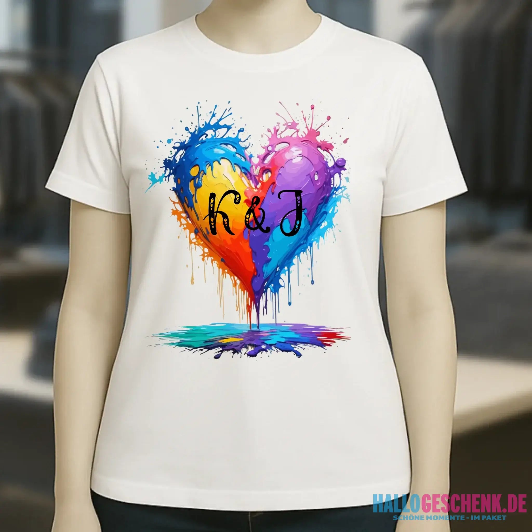 Buntes Herz Splash • Ladies Premium T-Shirt XS-2XL aus Bio-Baumwolle für Damen • Exklusivdesign • personalisiert