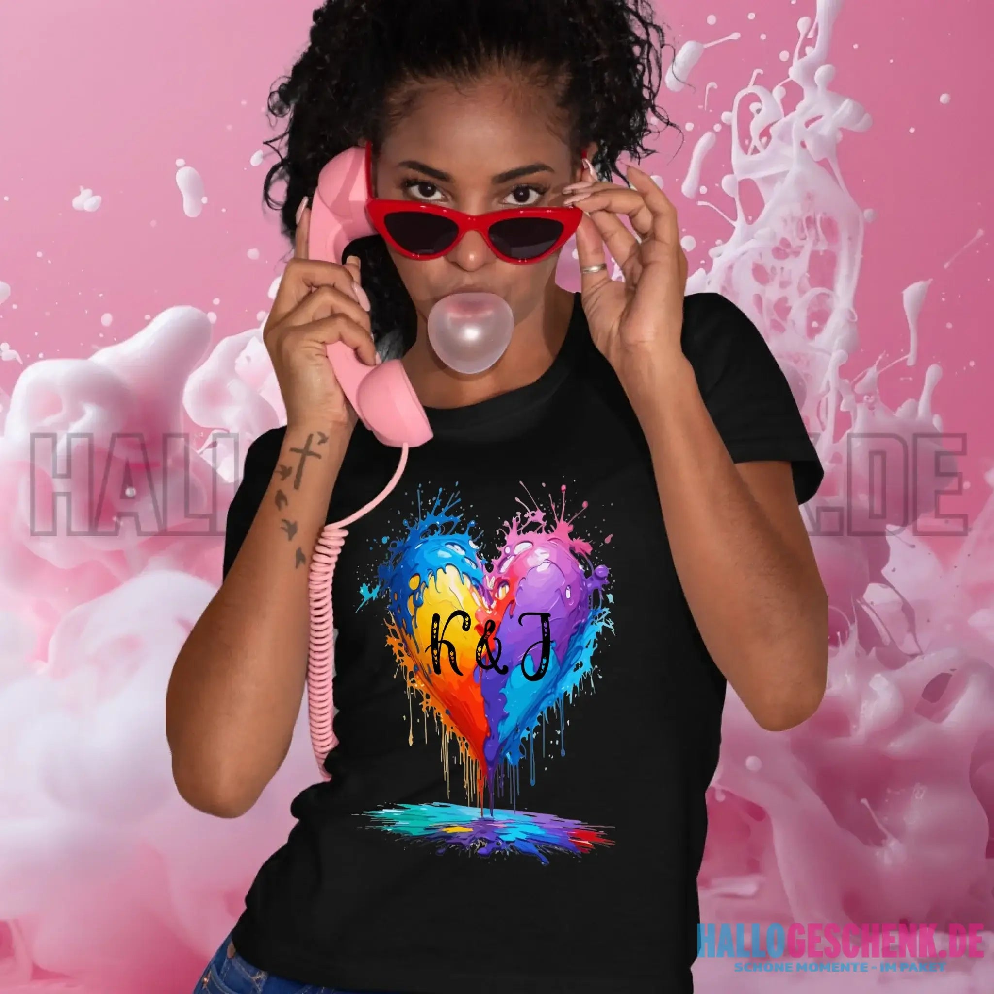 Buntes Herz Splash • Ladies Premium T-Shirt XS-2XL aus Bio-Baumwolle für Damen • Exklusivdesign • personalisiert