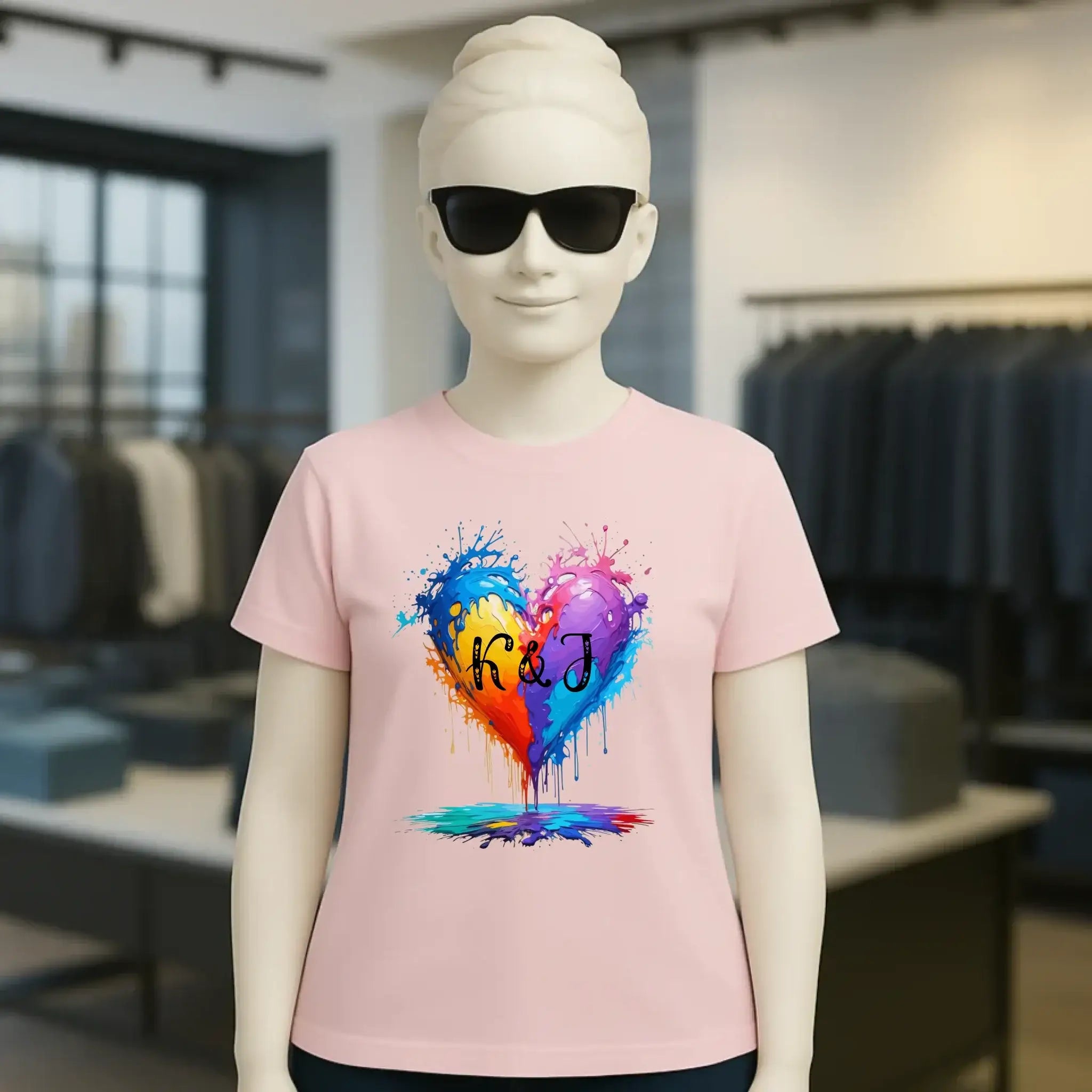 Buntes Herz Splash • Ladies Premium T-Shirt XS-2XL aus Bio-Baumwolle für Damen • Exklusivdesign • personalisiert