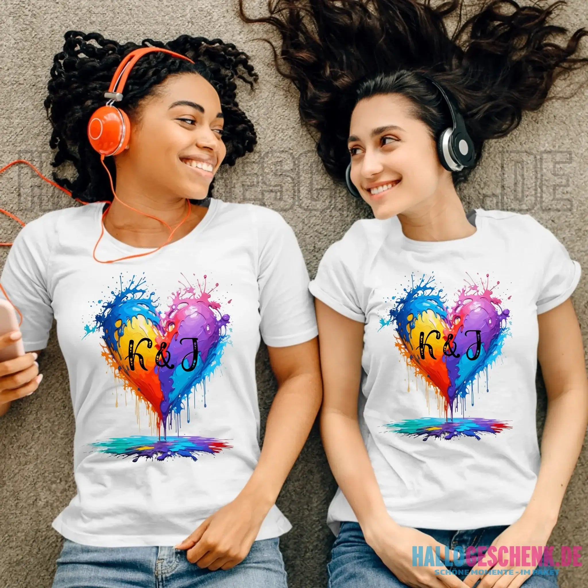 Buntes Herz Splash • Ladies Premium T-Shirt XS-2XL aus Bio-Baumwolle für Damen • Exklusivdesign • personalisiert