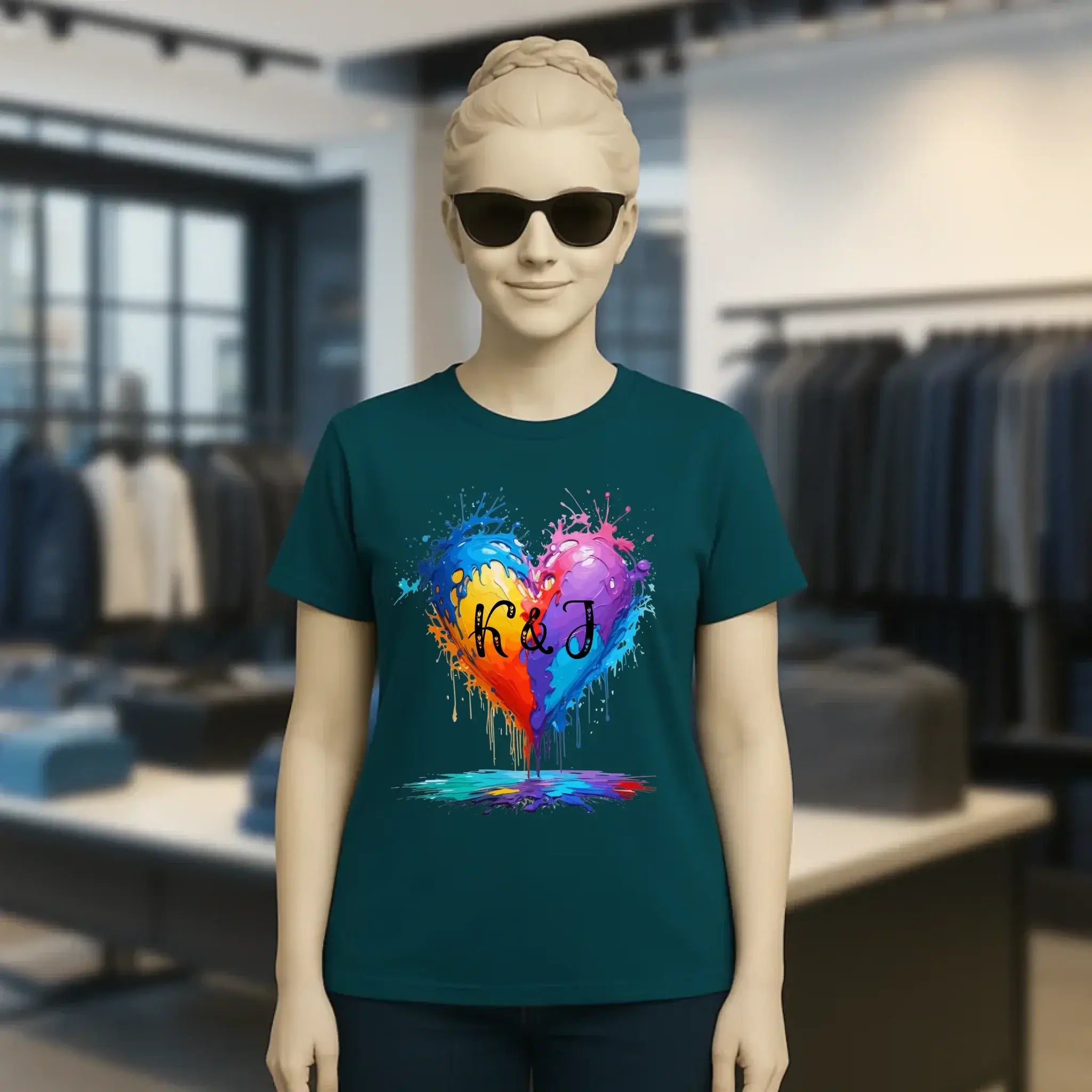 Buntes Herz Splash • Ladies Premium T-Shirt XS-2XL aus Bio-Baumwolle für Damen • Exklusivdesign • personalisiert