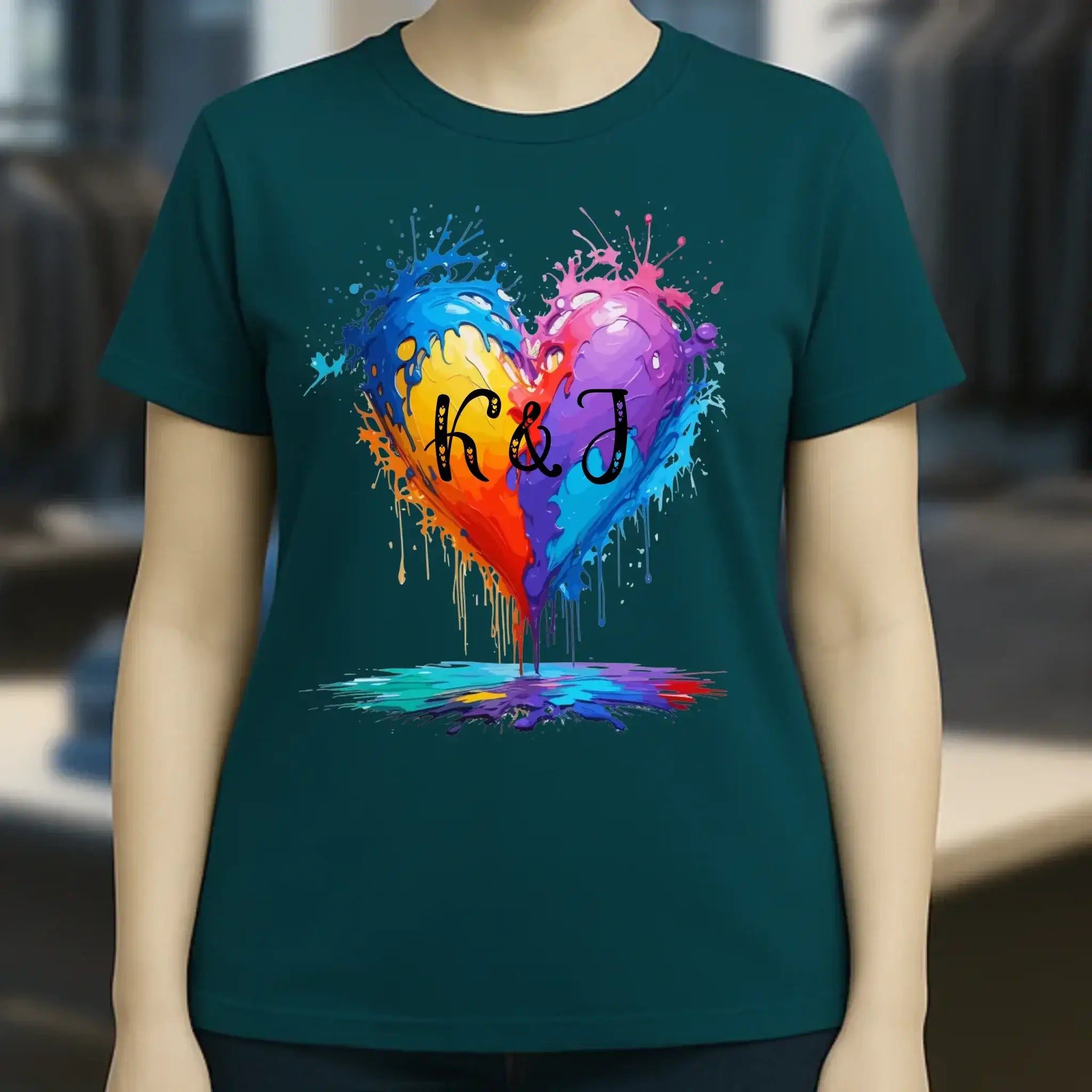 Buntes Herz Splash • Ladies Premium T-Shirt XS-2XL aus Bio-Baumwolle für Damen • Exklusivdesign • personalisiert