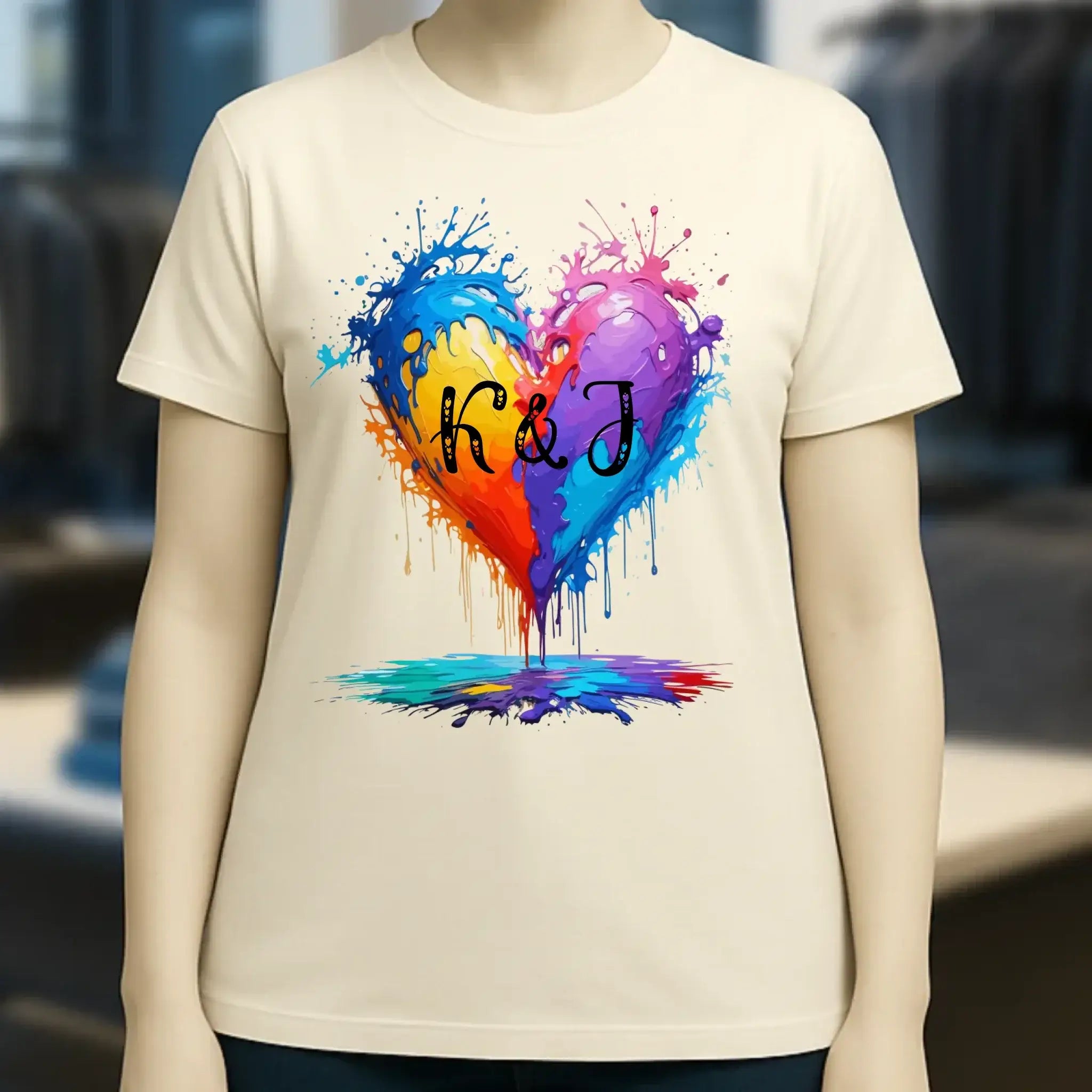 Buntes Herz Splash • Ladies Premium T-Shirt XS-2XL aus Bio-Baumwolle für Damen • Exklusivdesign • personalisiert