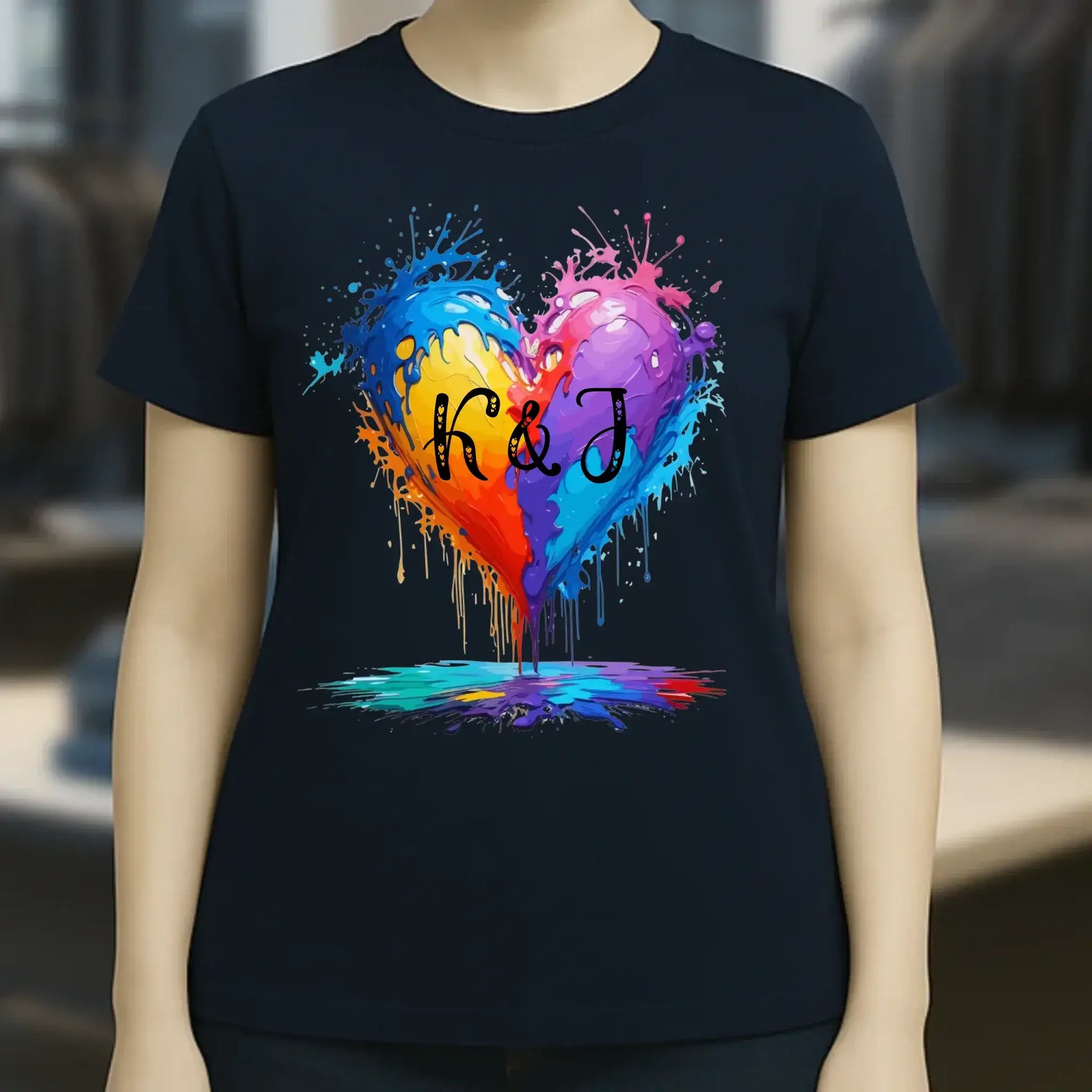Buntes Herz Splash • Ladies Premium T-Shirt XS-2XL aus Bio-Baumwolle für Damen • Exklusivdesign • personalisiert
