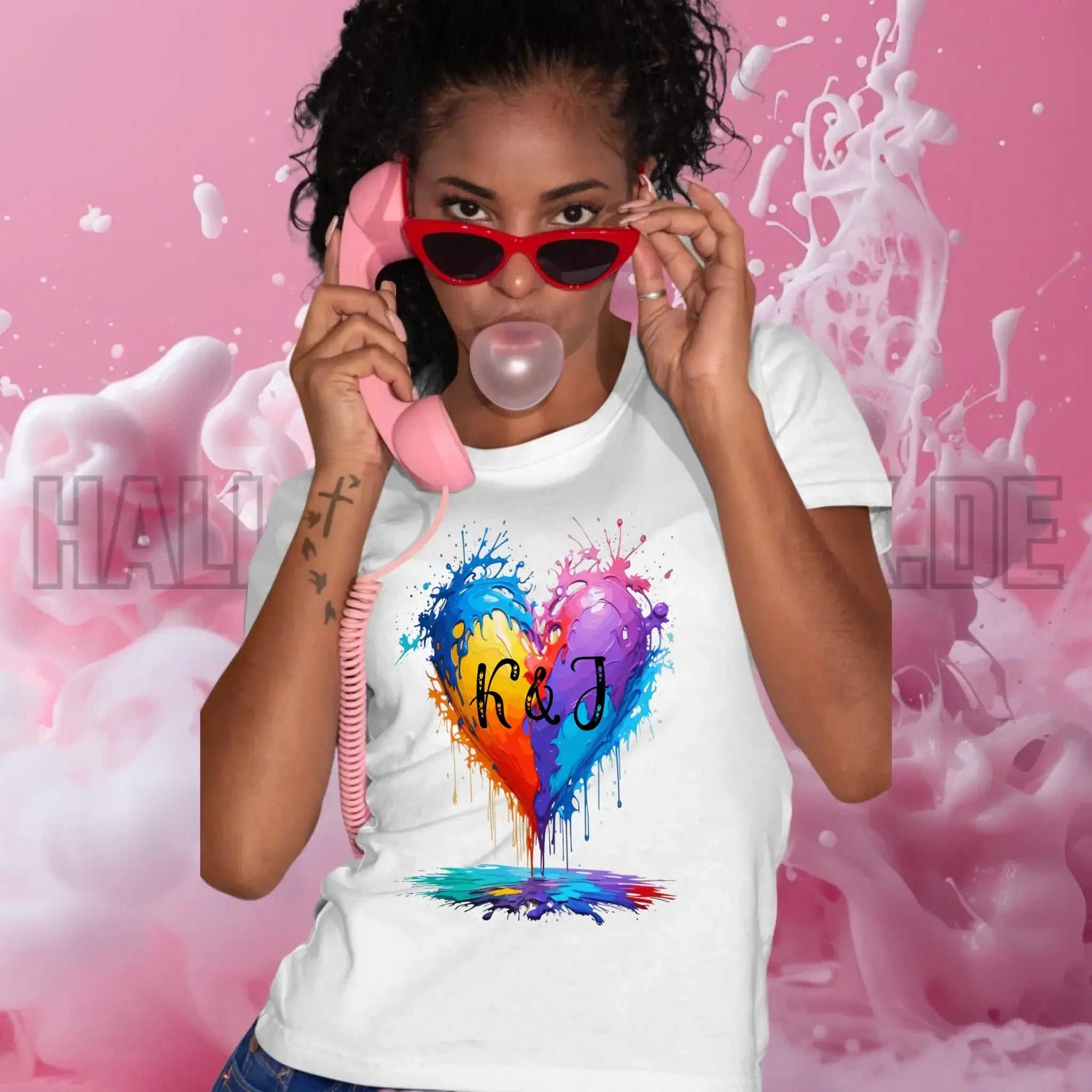 Buntes Herz Splash • Ladies Premium T-Shirt XS-2XL aus Bio-Baumwolle für Damen • Exklusivdesign • personalisiert