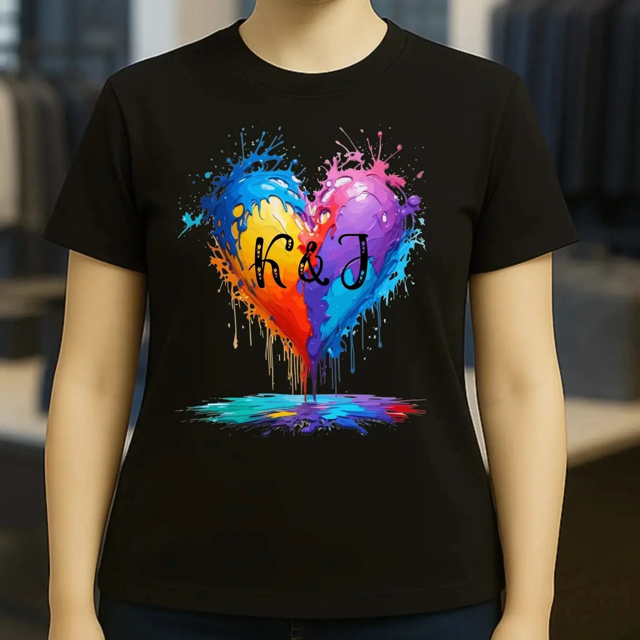 Buntes Herz Splash • Ladies Premium T-Shirt XS-2XL aus Bio-Baumwolle für Damen • Exklusivdesign • personalisiert
