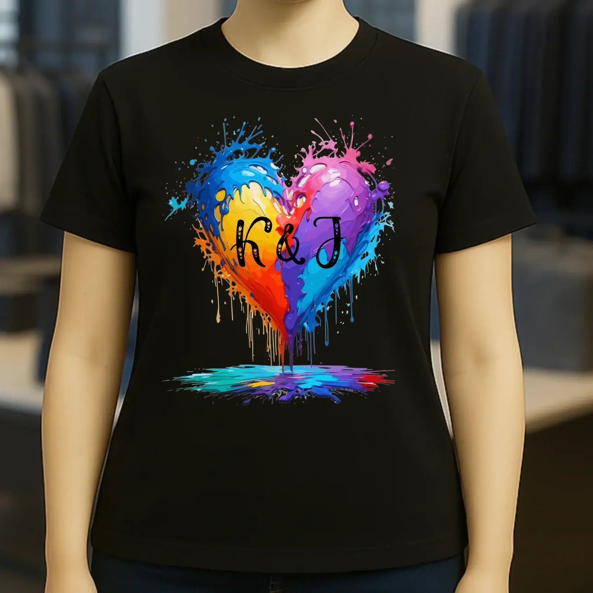 Buntes Herz Splash • Ladies Premium T-Shirt XS-2XL aus Bio-Baumwolle für Damen • Exklusivdesign • personalisiert