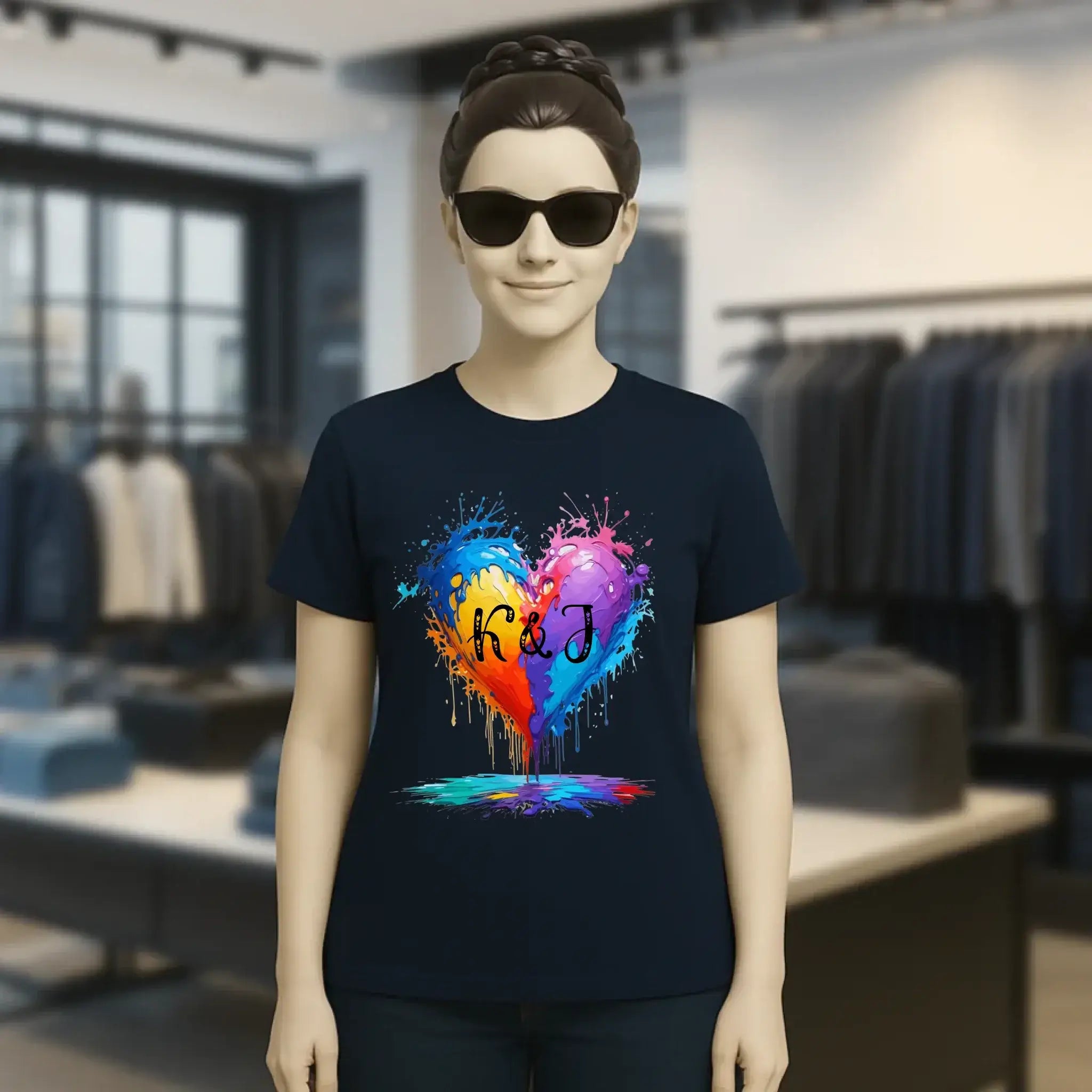 Buntes Herz Splash • Ladies Premium T-Shirt XS-2XL aus Bio-Baumwolle für Damen • Exklusivdesign • personalisiert