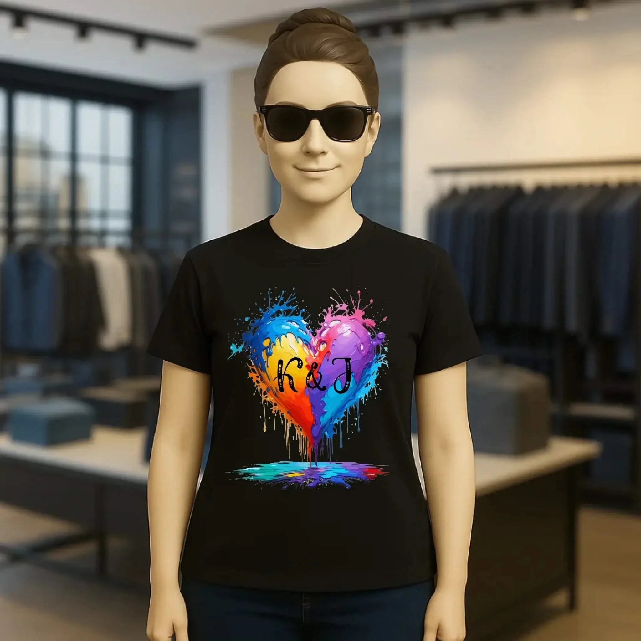 Buntes Herz Splash • Ladies Premium T-Shirt XS-2XL aus Bio-Baumwolle für Damen • Exklusivdesign • personalisiert