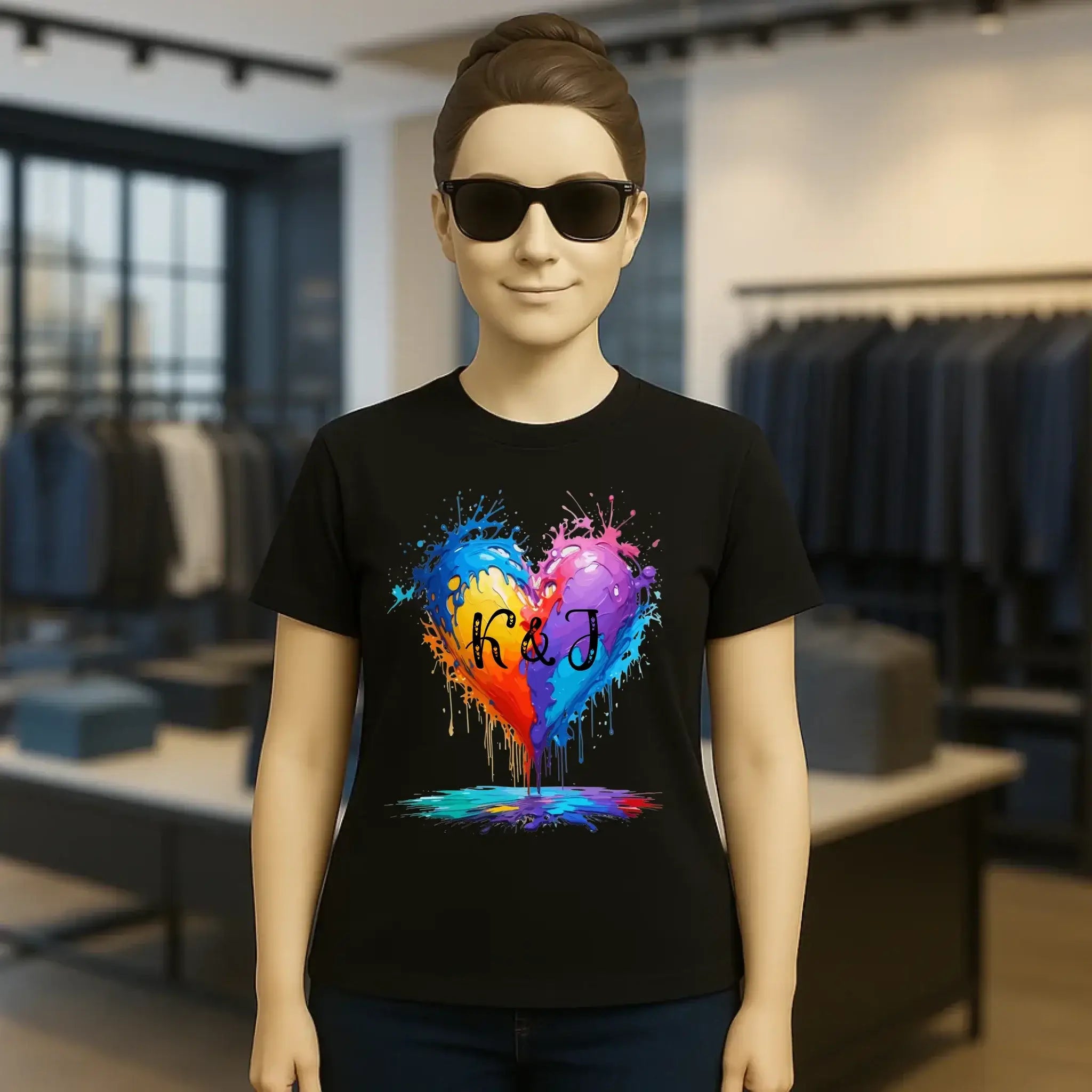 Buntes Herz Splash • Ladies Premium T-Shirt XS-2XL aus Bio-Baumwolle für Damen • Exklusivdesign • personalisiert