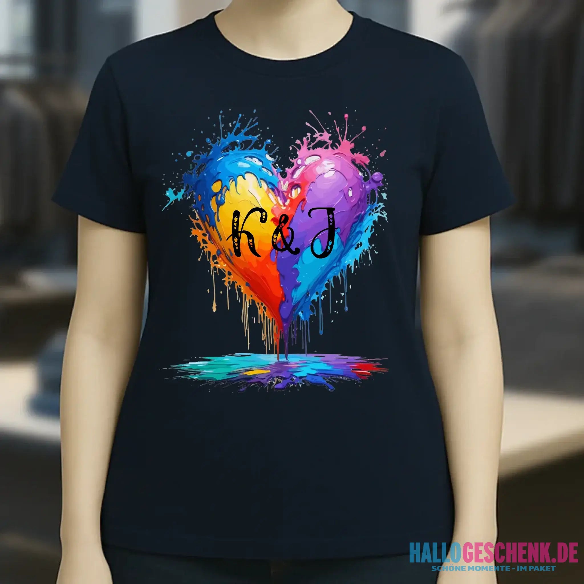 Buntes Herz Splash • Ladies Premium T-Shirt XS-2XL aus Bio-Baumwolle für Damen • Exklusivdesign • personalisiert