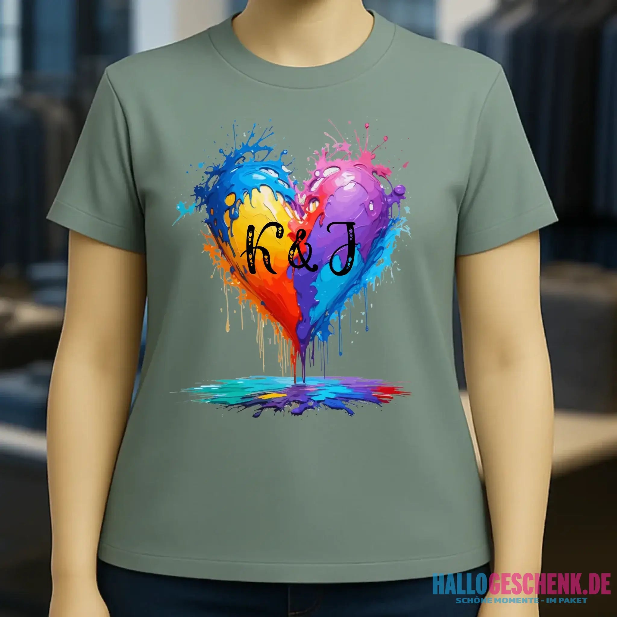 Buntes Herz Splash • Ladies Premium T-Shirt XS-2XL aus Bio-Baumwolle für Damen • Exklusivdesign • personalisiert