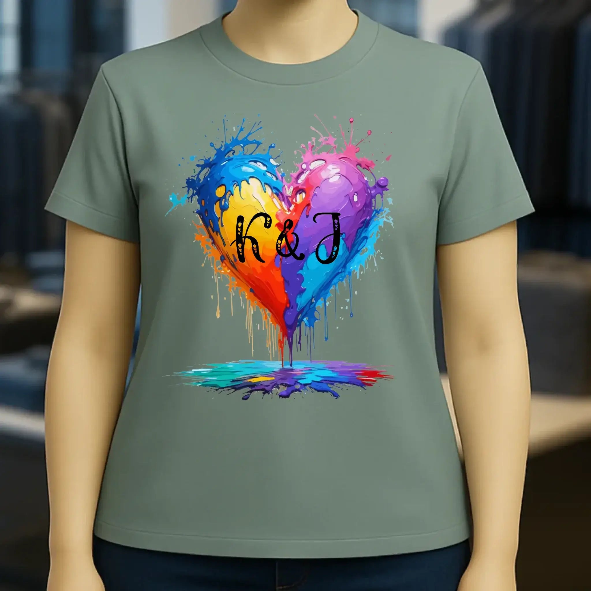 Buntes Herz Splash • Ladies Premium T-Shirt XS-2XL aus Bio-Baumwolle für Damen • Exklusivdesign • personalisiert