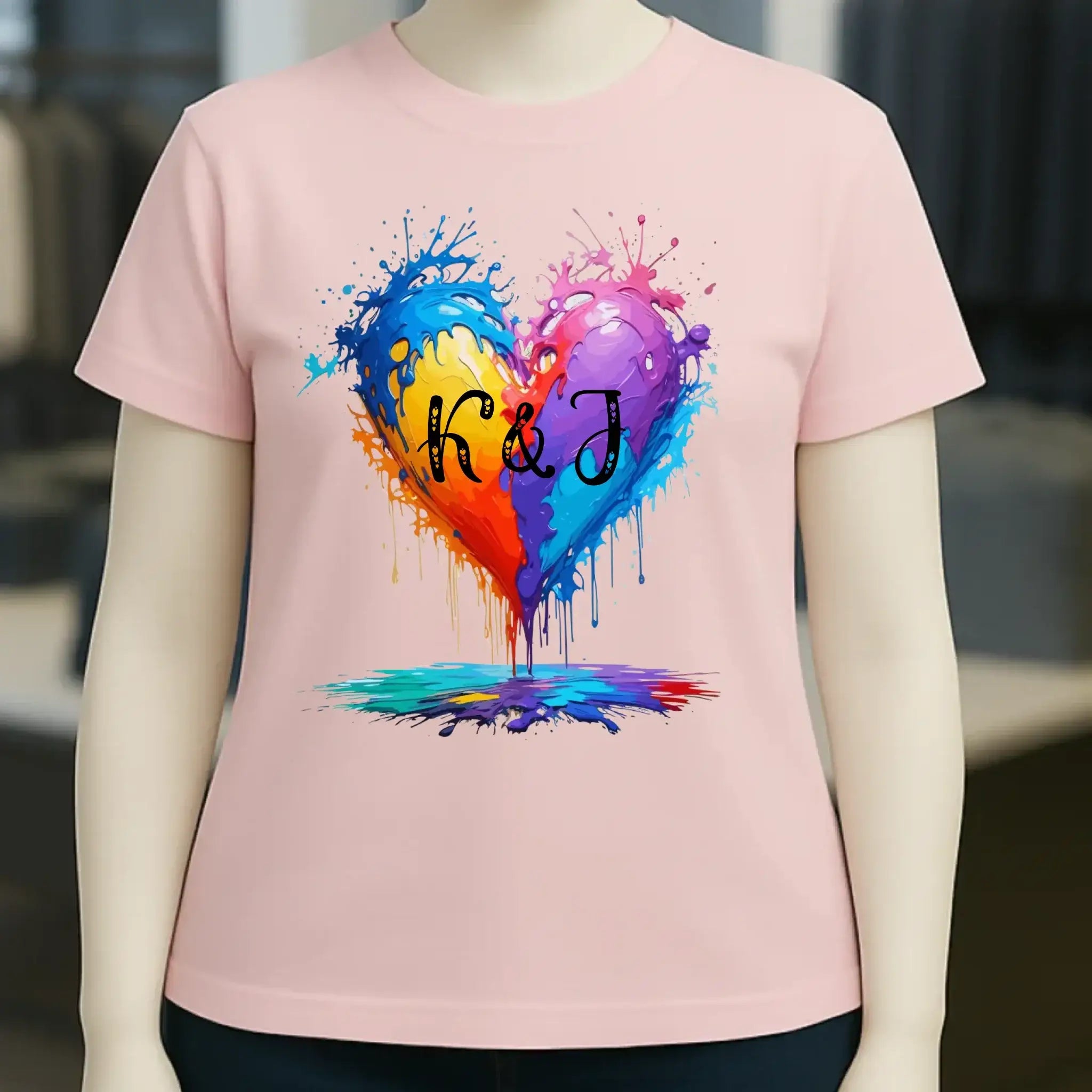 Buntes Herz Splash • Ladies Premium T-Shirt XS-2XL aus Bio-Baumwolle für Damen • Exklusivdesign • personalisiert
