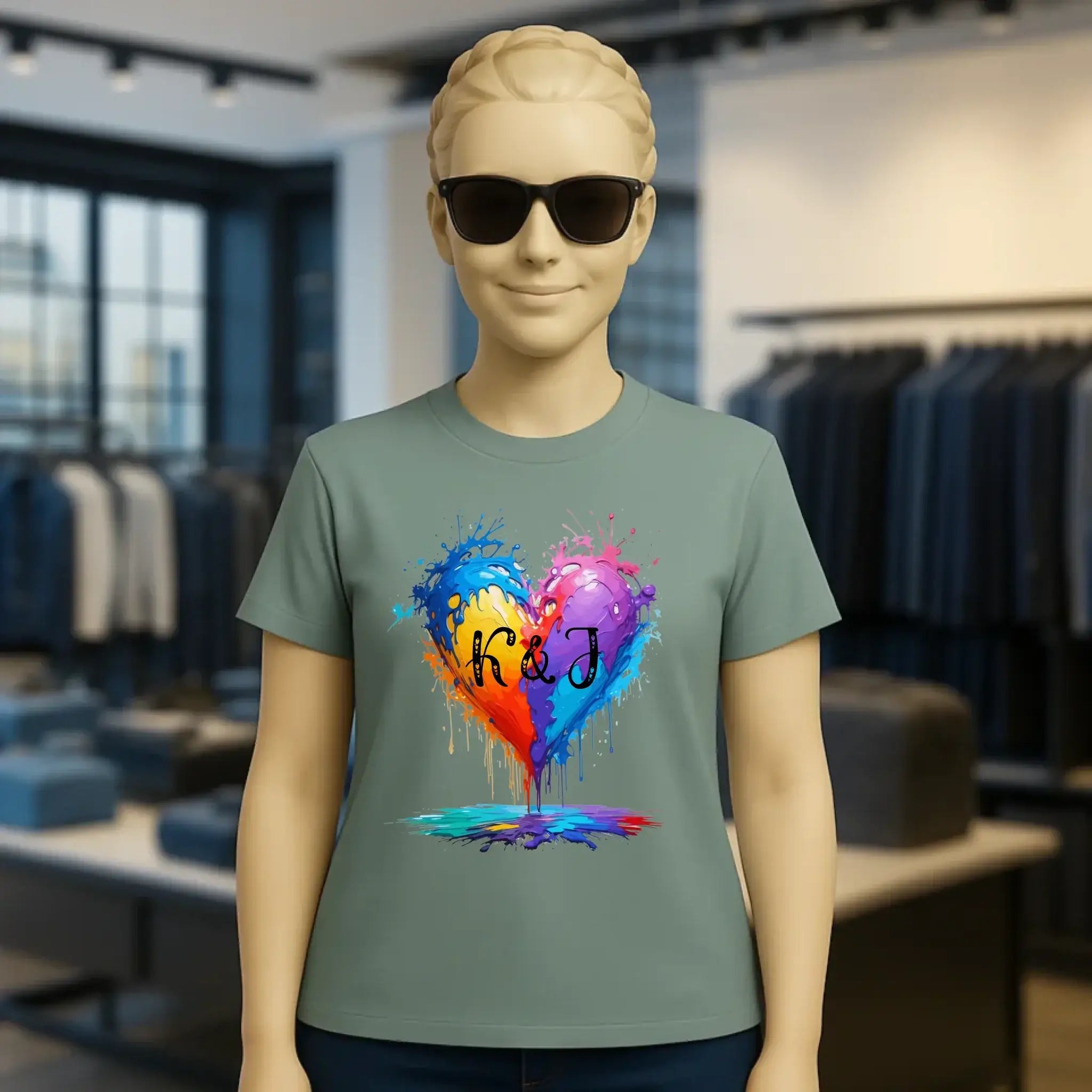 Buntes Herz Splash • Ladies Premium T-Shirt XS-2XL aus Bio-Baumwolle für Damen • Exklusivdesign • personalisiert