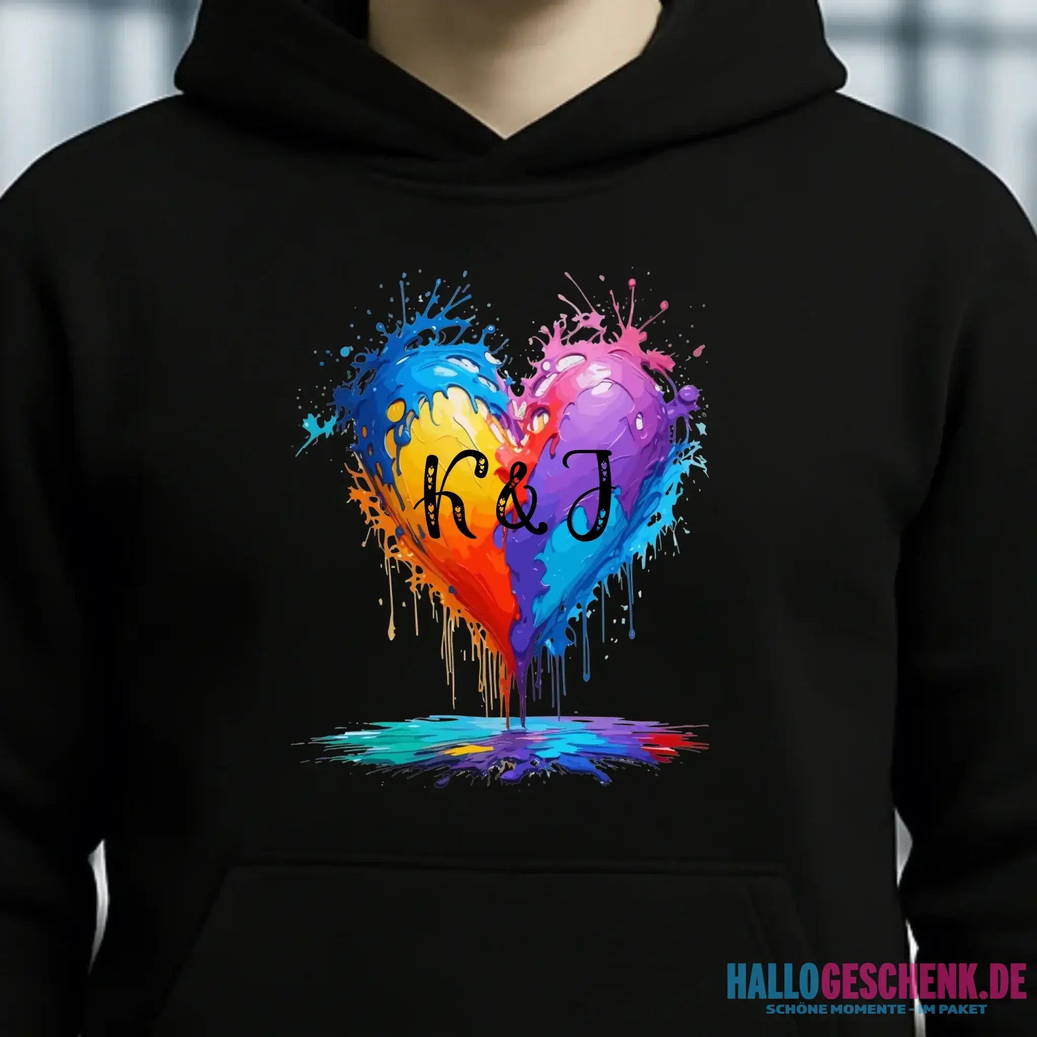 Buntes Herz Splash • Unisex Premium Hoodie XS-5XL aus Bio-Baumwolle für Damen & Herren • Exklusivdesign • personalisiert