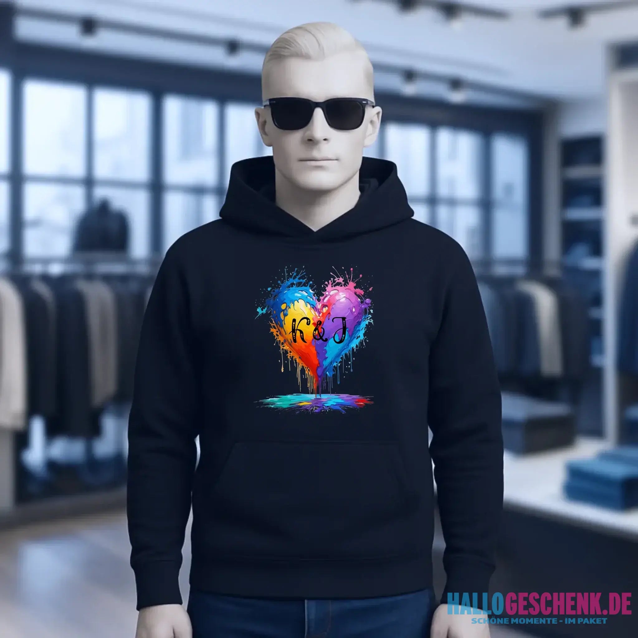 Buntes Herz Splash • Unisex Premium Hoodie XS-5XL aus Bio-Baumwolle für Damen & Herren • Exklusivdesign • personalisiert