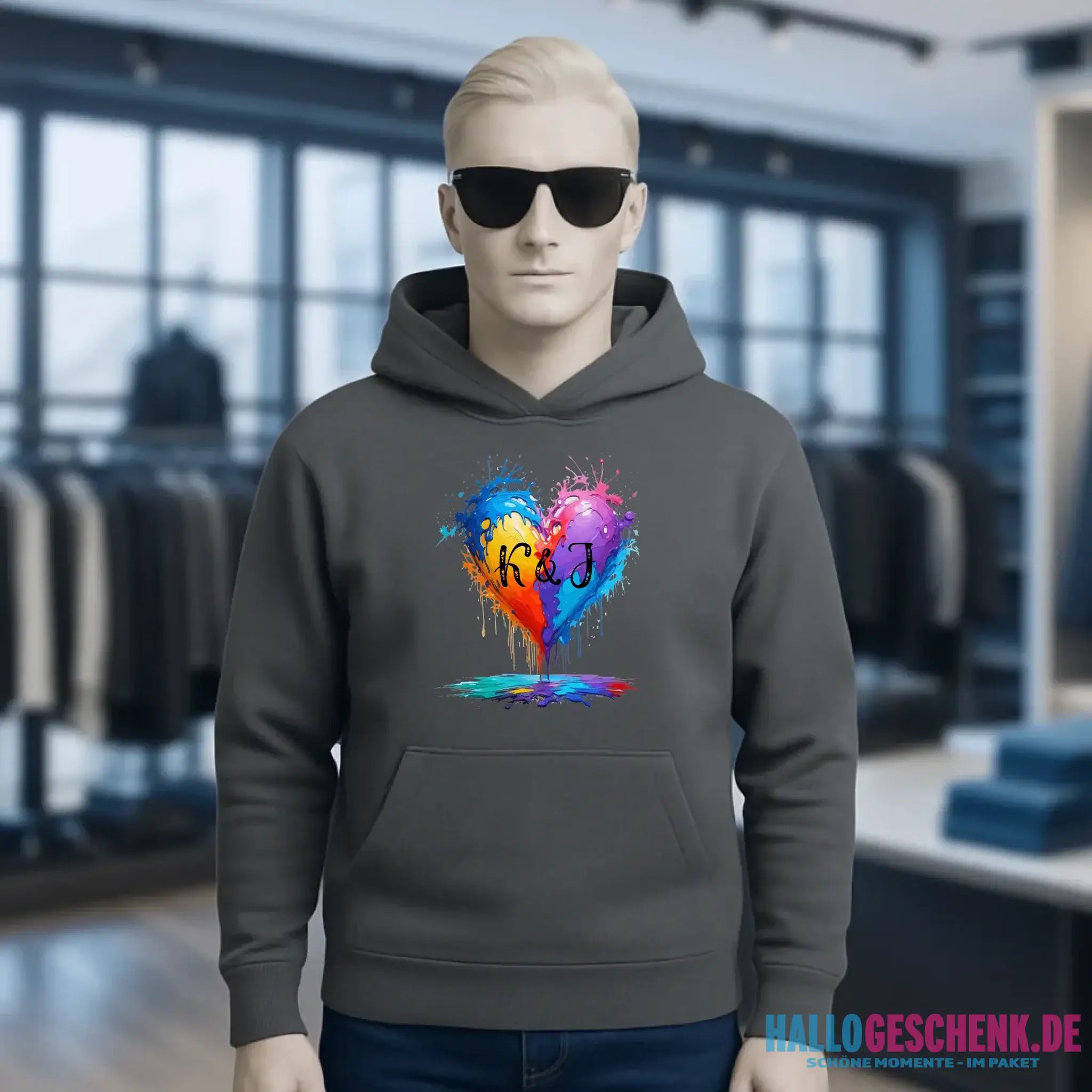 Buntes Herz Splash • Unisex Premium Hoodie XS-5XL aus Bio-Baumwolle für Damen & Herren • Exklusivdesign • personalisiert