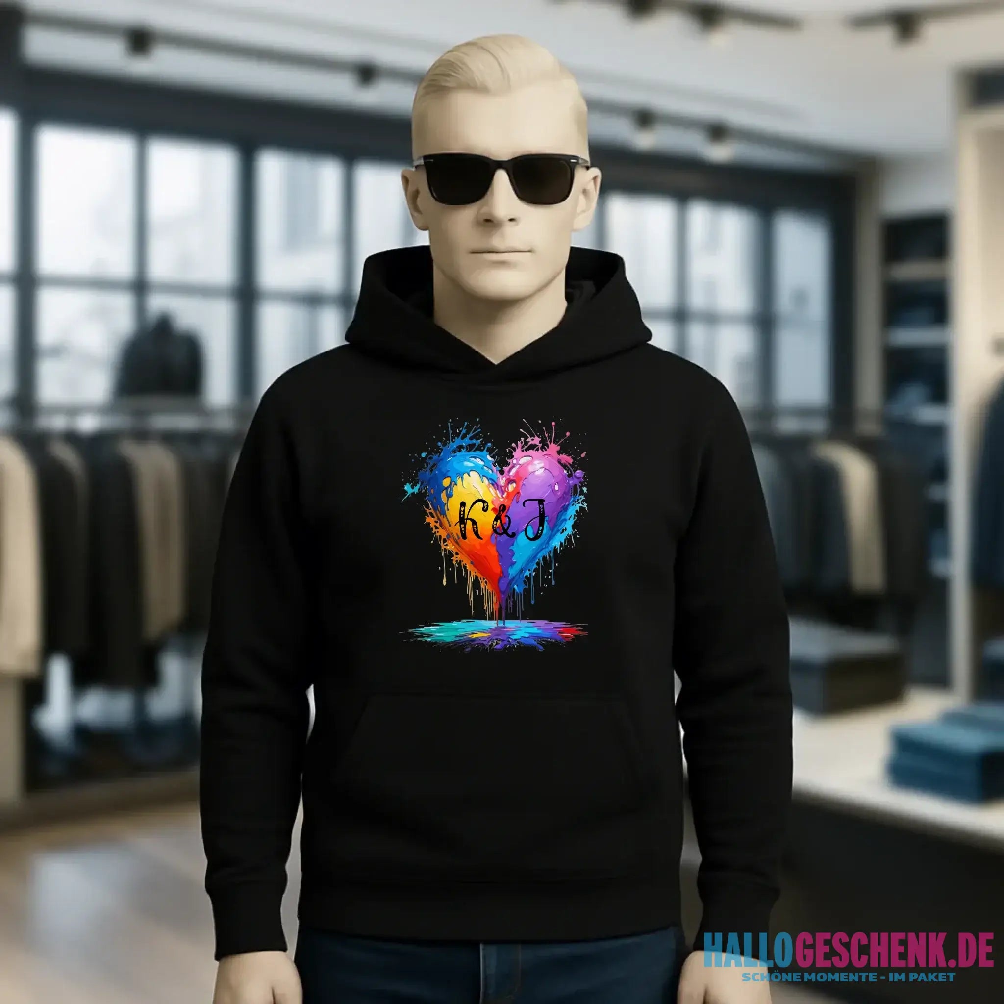 Buntes Herz Splash • Unisex Premium Hoodie XS-5XL aus Bio-Baumwolle für Damen & Herren • Exklusivdesign • personalisiert