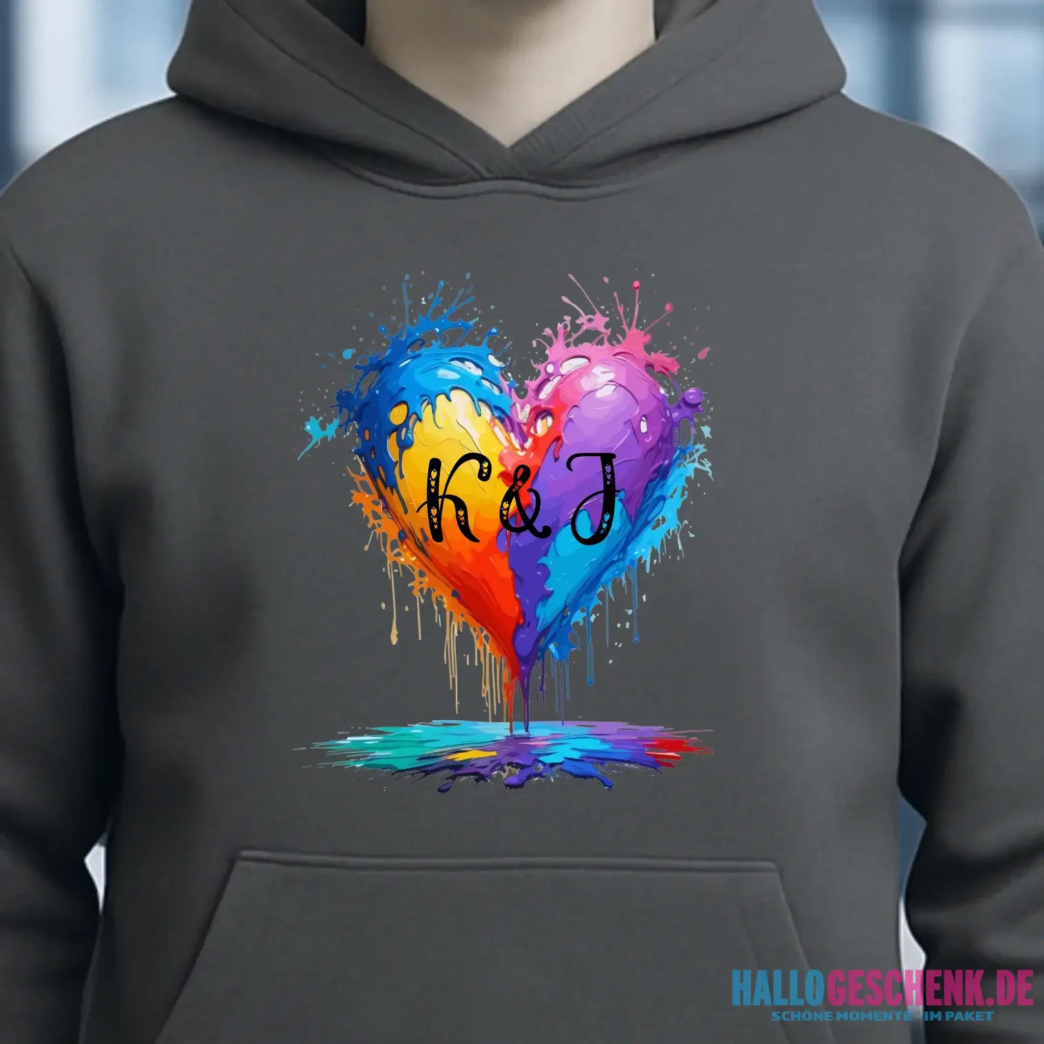 Buntes Herz Splash • Unisex Premium Hoodie XS-5XL aus Bio-Baumwolle für Damen & Herren • Exklusivdesign • personalisiert