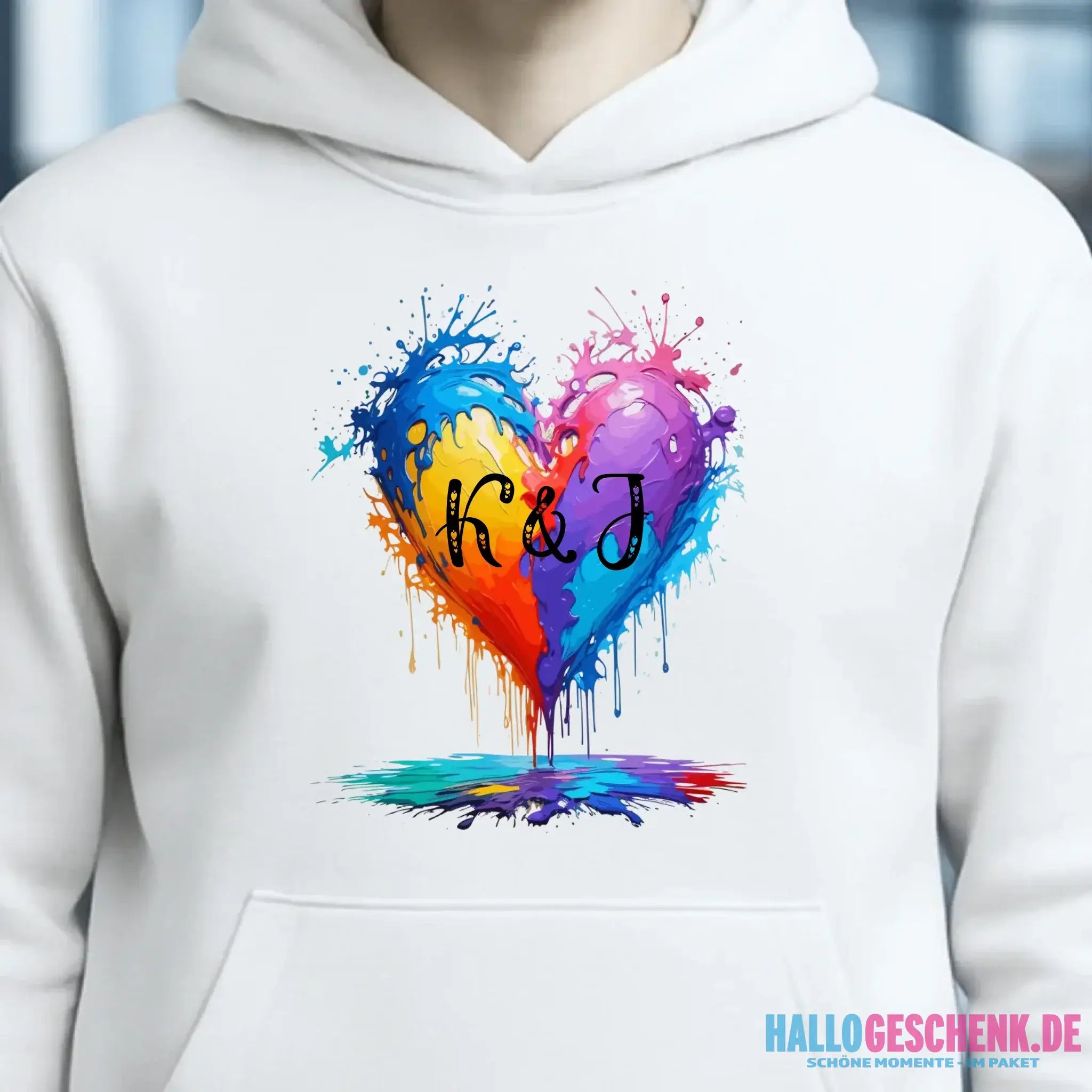 Buntes Herz Splash • Unisex Premium Hoodie XS-5XL aus Bio-Baumwolle für Damen & Herren • Exklusivdesign • personalisiert