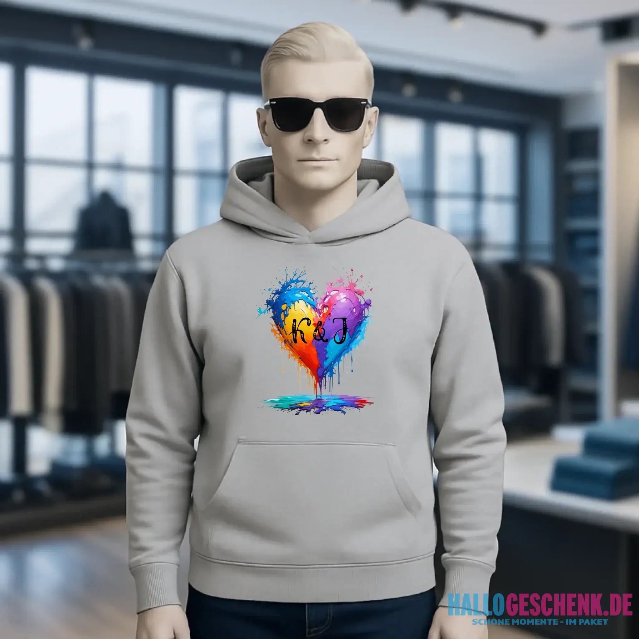 Buntes Herz Splash • Unisex Premium Hoodie XS-5XL aus Bio-Baumwolle für Damen & Herren • Exklusivdesign • personalisiert