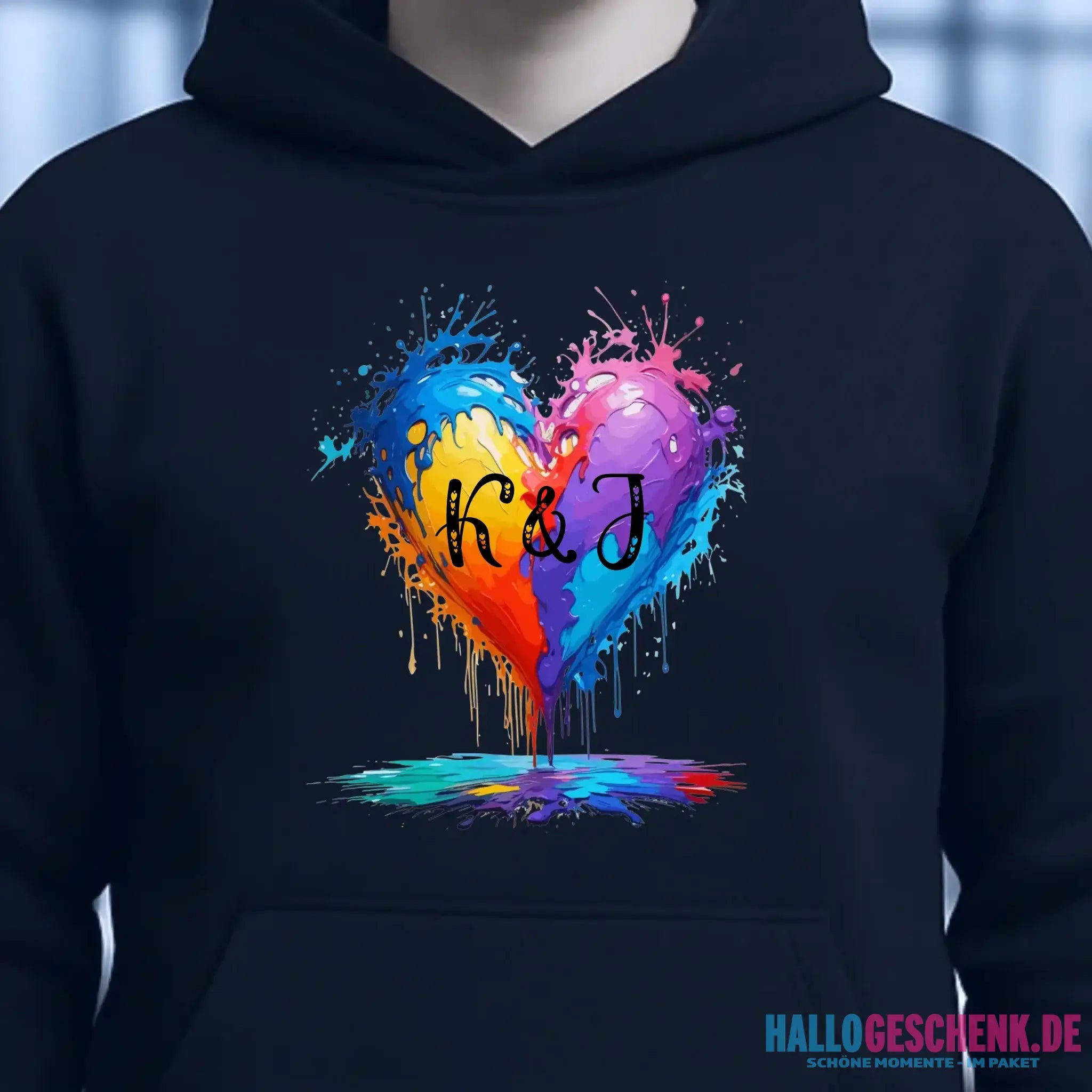 Buntes Herz Splash • Unisex Premium Hoodie XS-5XL aus Bio-Baumwolle für Damen & Herren • Exklusivdesign • personalisiert