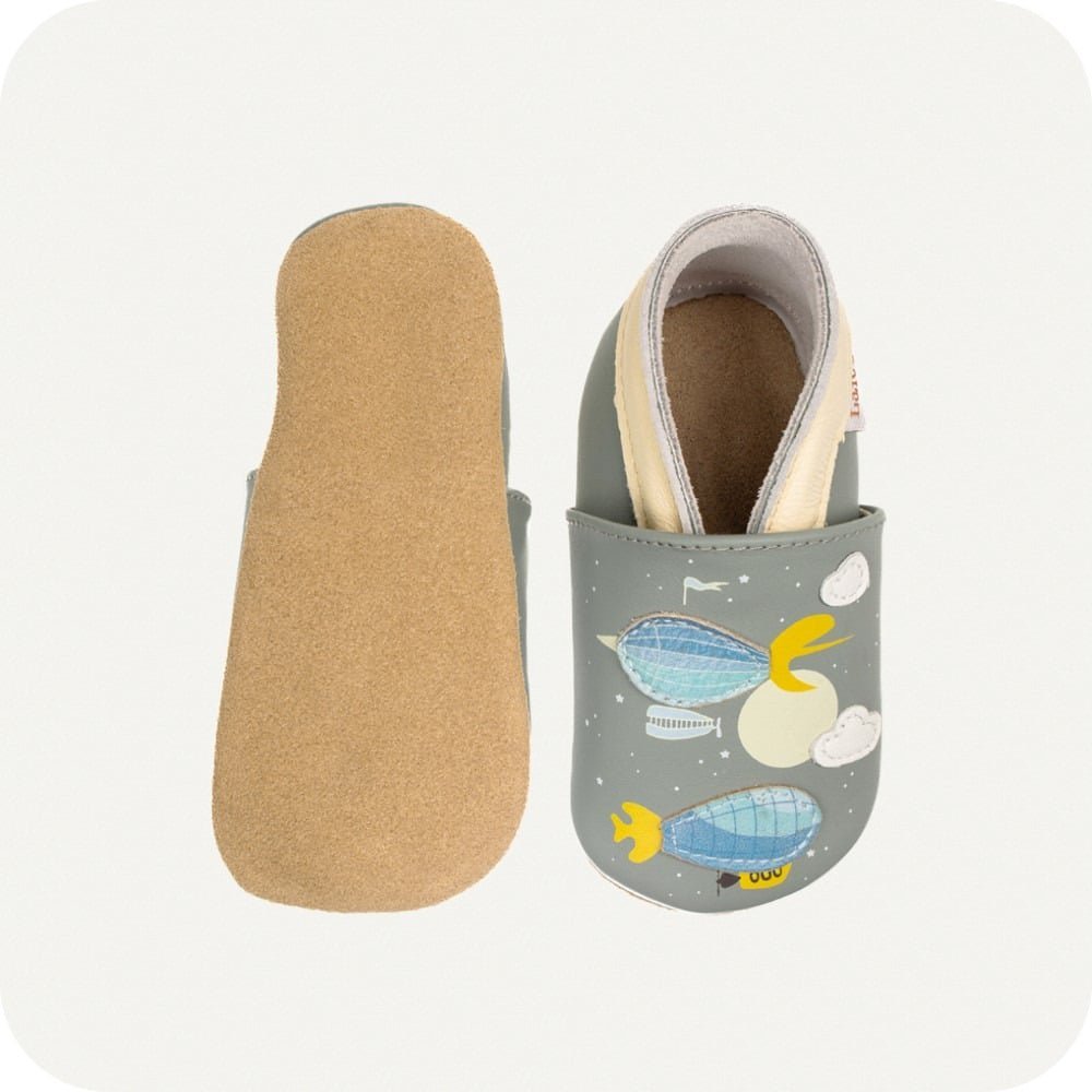 Zeppelin-Babyhausschuhe aus weichem Leder