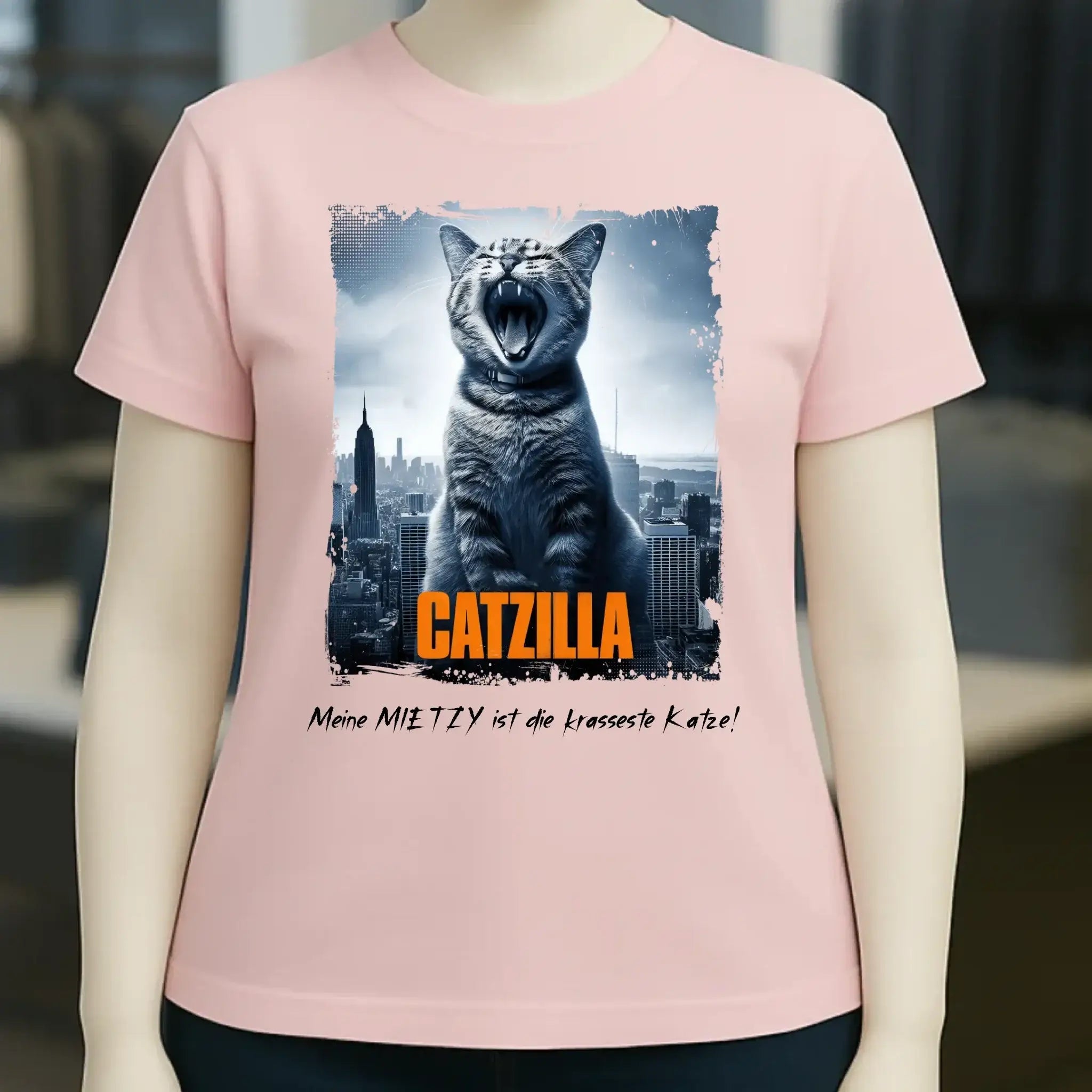 Catzilla • Katze • Ladies Premium T-Shirt XS-2XL aus Bio-Baumwolle für Damen • Exklusivdesign • personalisiert