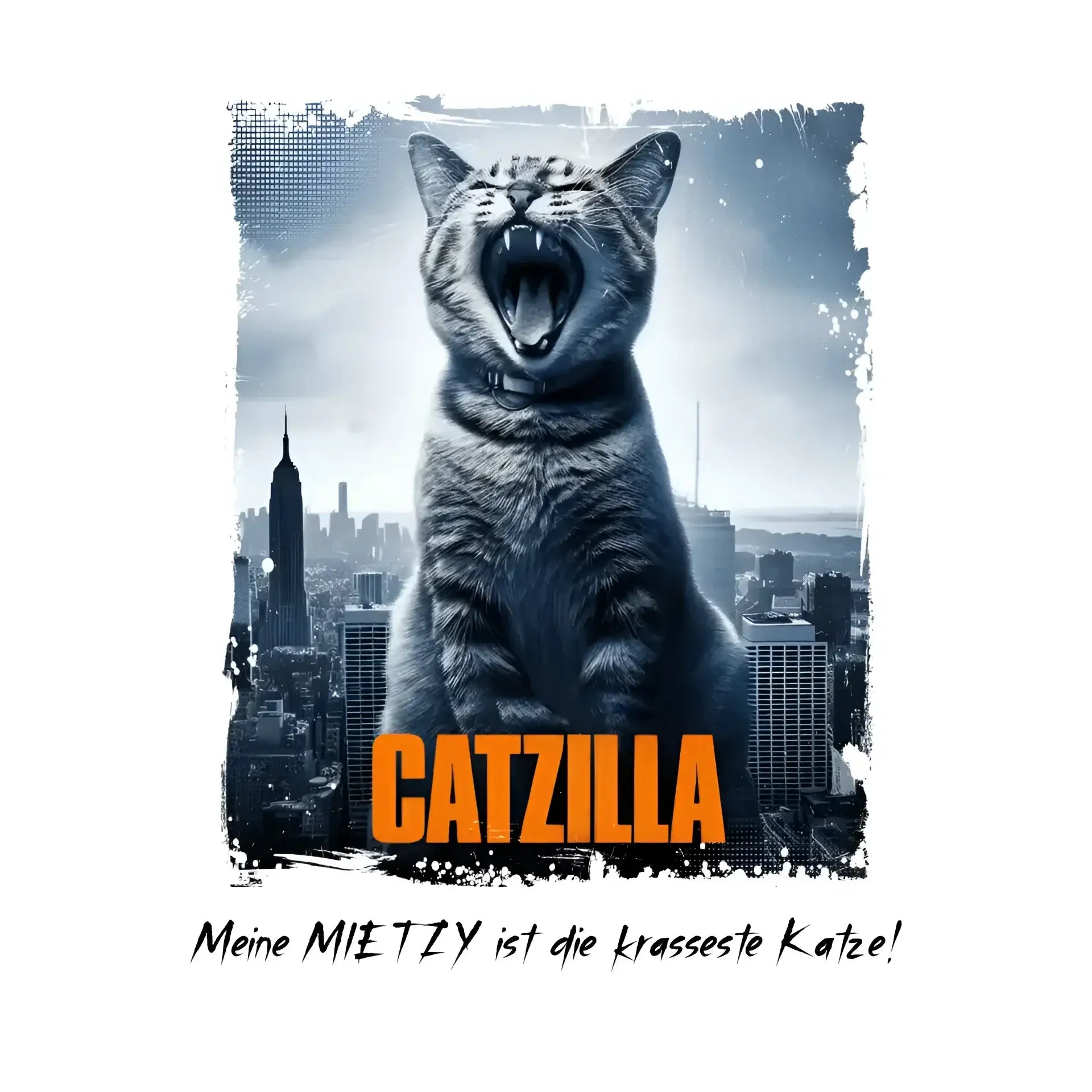 Catzilla • Katze • STICKER 20x20 cm (Aufkleber) • personalisiert - White / OneSize / ausgestanzter Sticker 20x20 cm