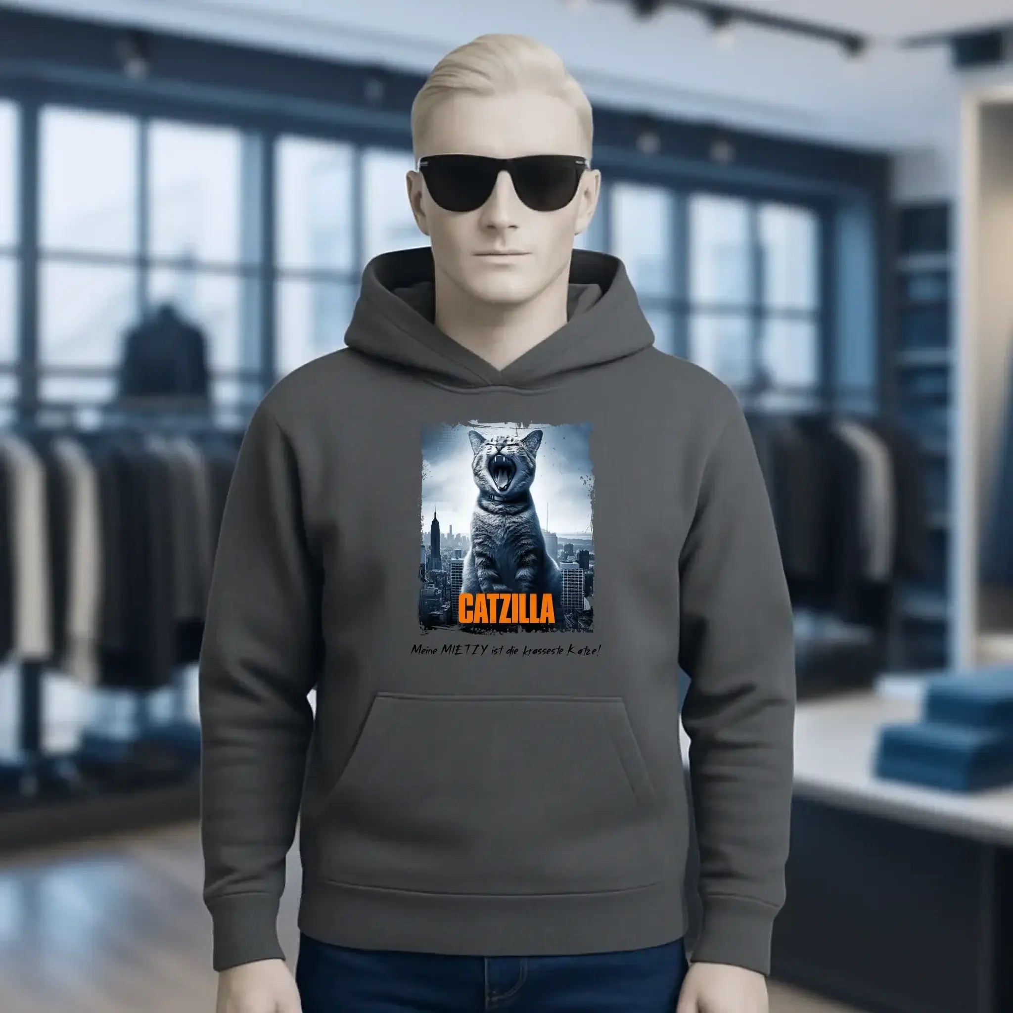 Catzilla • Katze • Unisex Premium Hoodie XS-5XL aus Bio-Baumwolle für Damen & Herren • Exklusivdesign • personalisiert