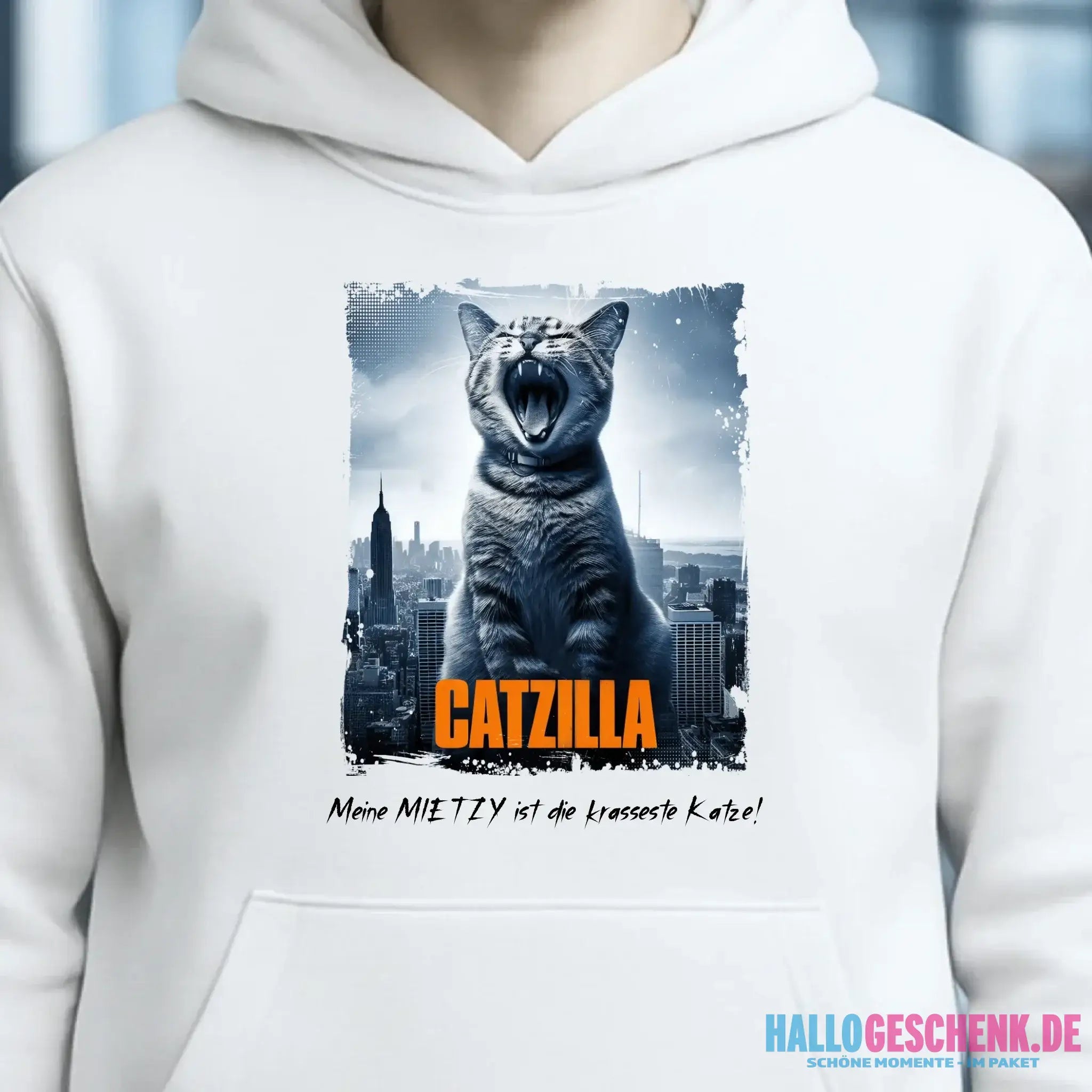 Catzilla • Katze • Unisex Premium Hoodie XS-5XL aus Bio-Baumwolle für Damen & Herren • Exklusivdesign • personalisiert