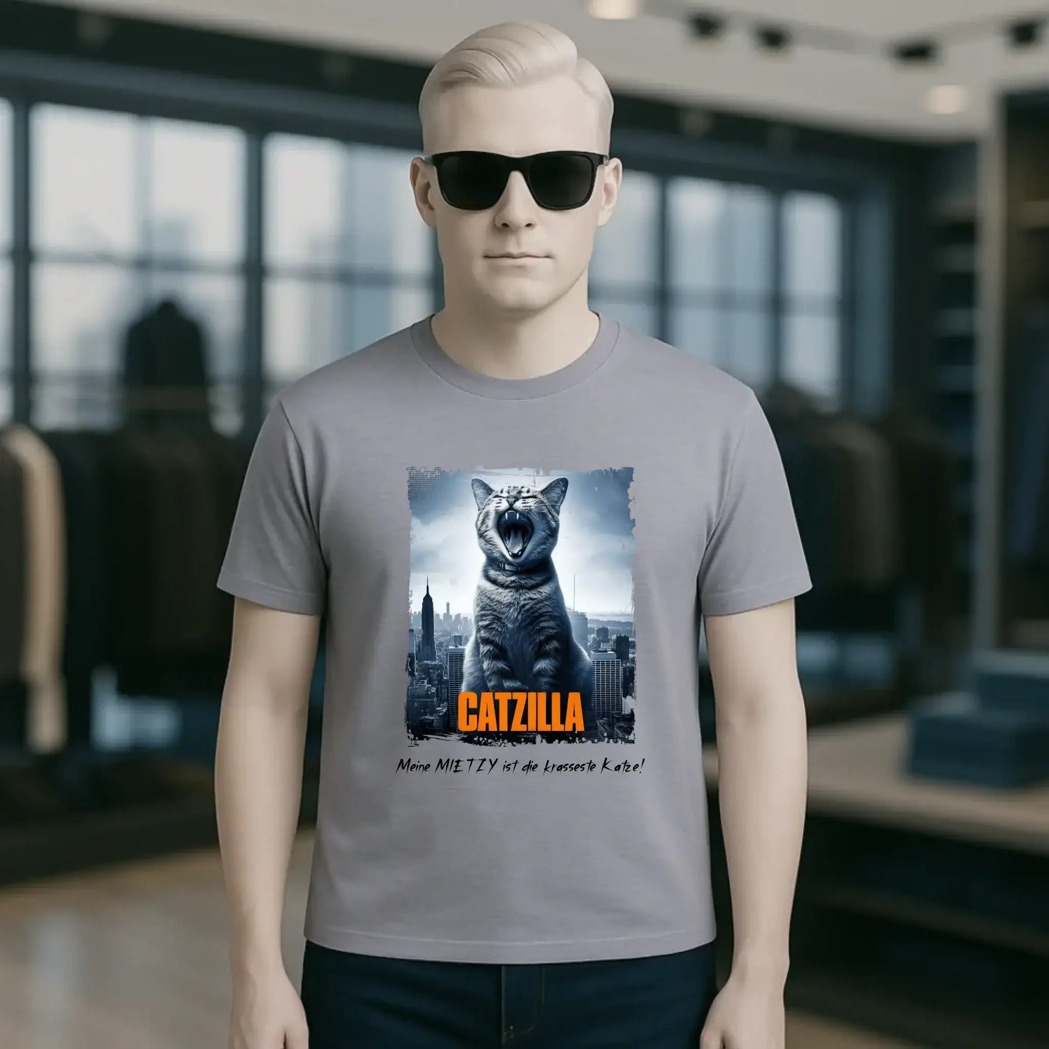 Catzilla • Katze • Unisex Premium T-Shirt XS-5XL aus Bio-Baumwolle für Damen & Herren • Exklusivdesign • personalisiert