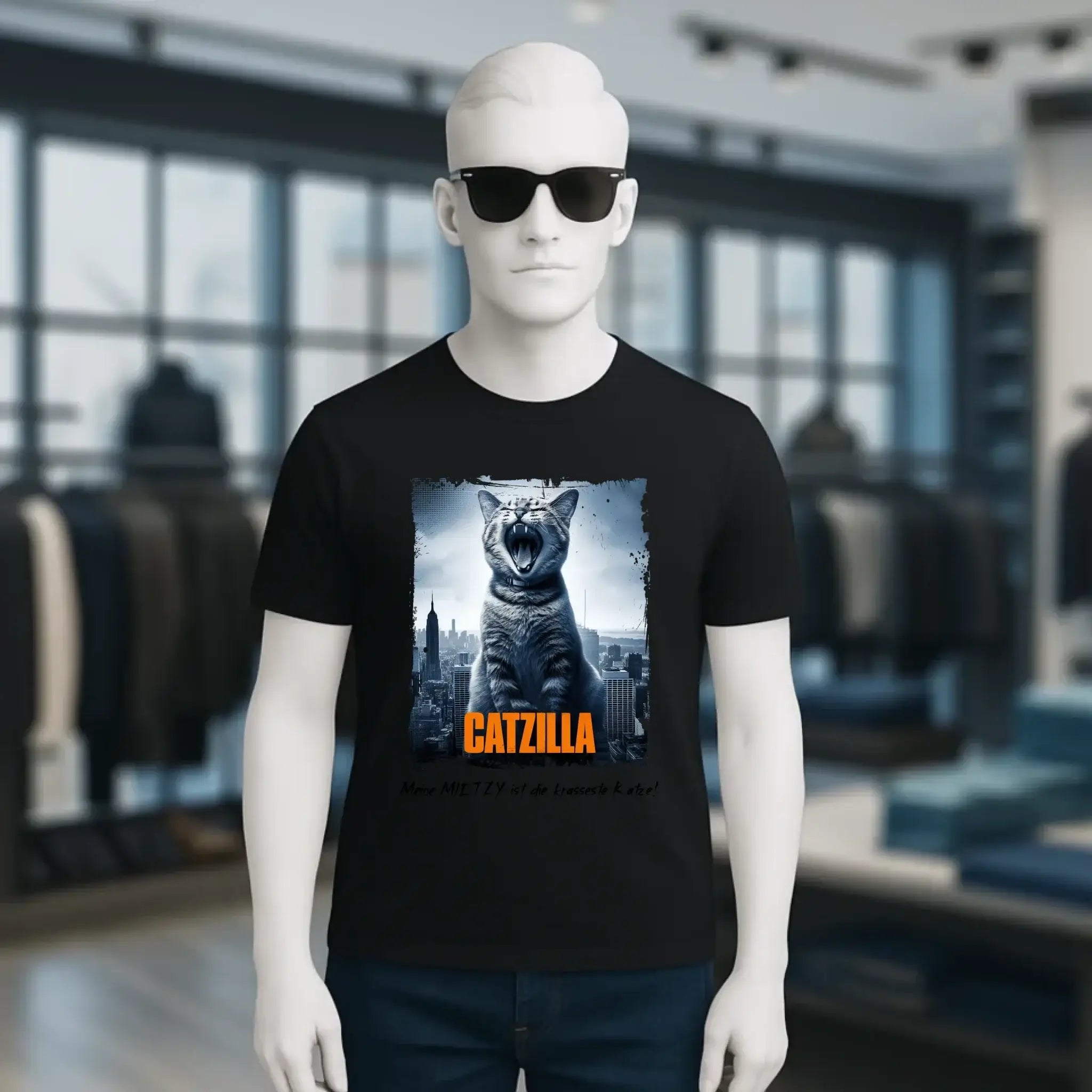 Catzilla • Katze • Unisex Premium T-Shirt XS-5XL aus Bio-Baumwolle für Damen & Herren • Exklusivdesign • personalisiert
