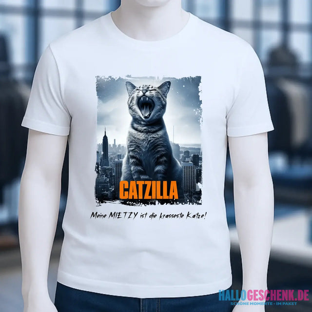 Catzilla • Katze • Unisex Premium T-Shirt XS-5XL aus Bio-Baumwolle für Damen & Herren • Exklusivdesign • personalisiert