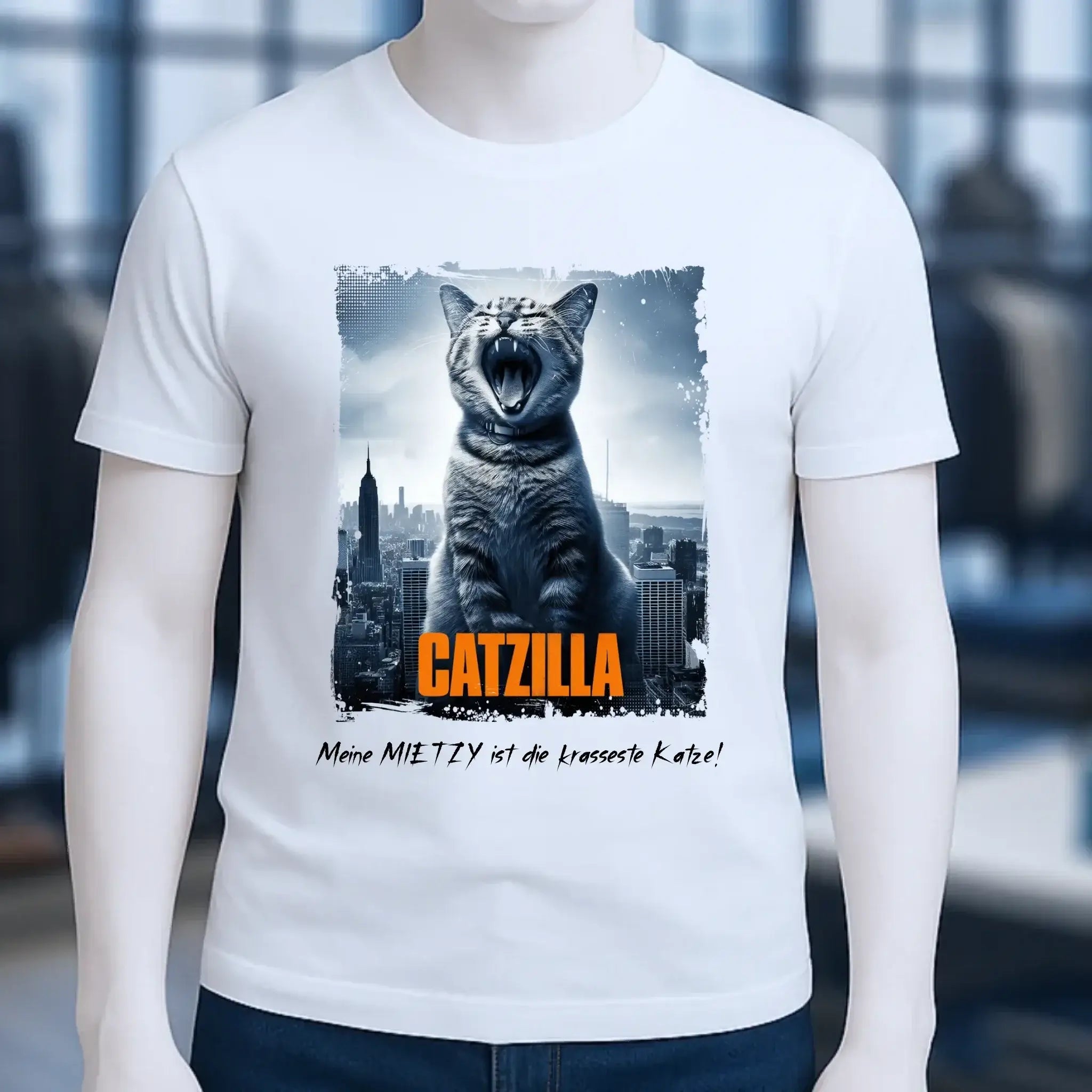 Catzilla • Katze • Unisex Premium T-Shirt XS-5XL aus Bio-Baumwolle für Damen & Herren • Exklusivdesign • personalisiert