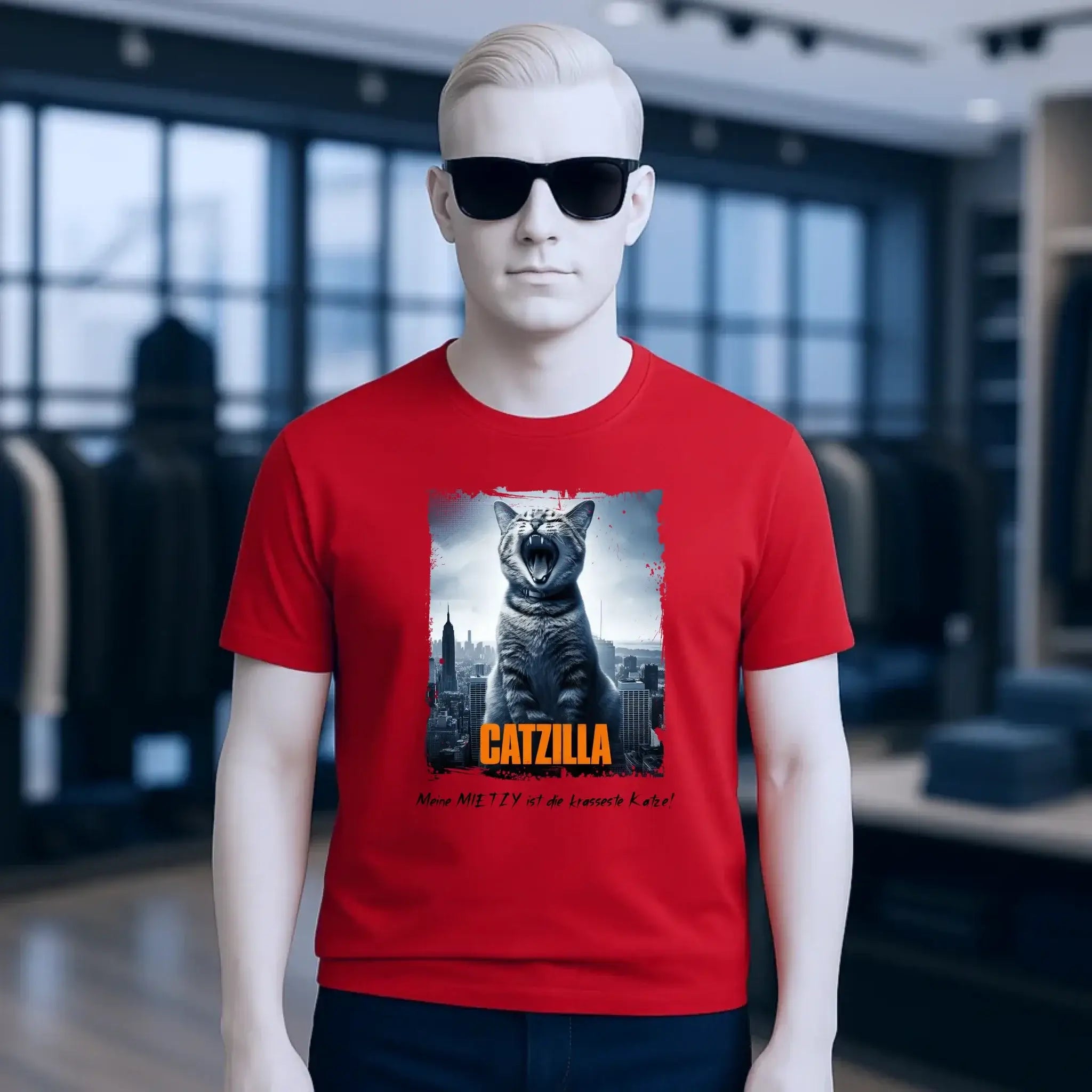 Catzilla • Katze • Unisex Premium T-Shirt XS-5XL aus Bio-Baumwolle für Damen & Herren • Exklusivdesign • personalisiert