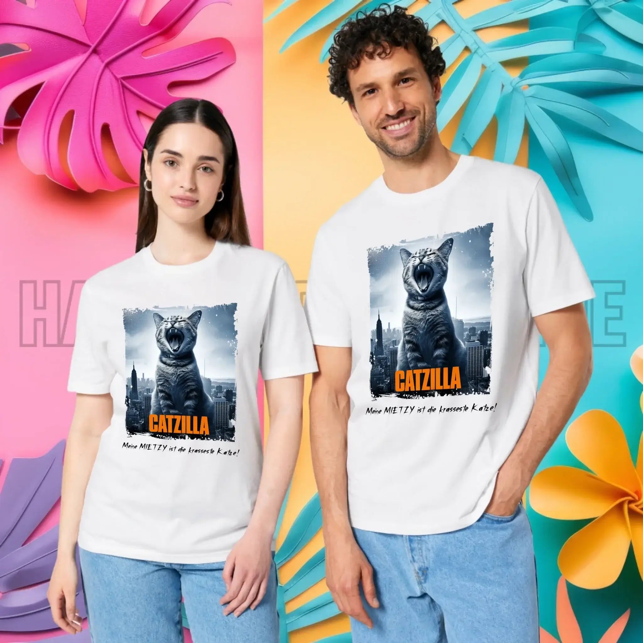 Catzilla • Katze • Unisex Premium T-Shirt XS-5XL aus Bio-Baumwolle für Damen & Herren • Exklusivdesign • personalisiert