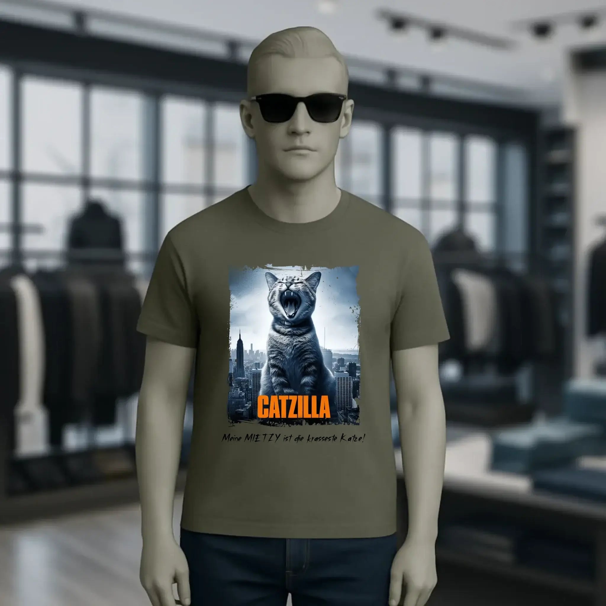 Catzilla • Katze • Unisex Premium T-Shirt XS-5XL aus Bio-Baumwolle für Damen & Herren • Exklusivdesign • personalisiert