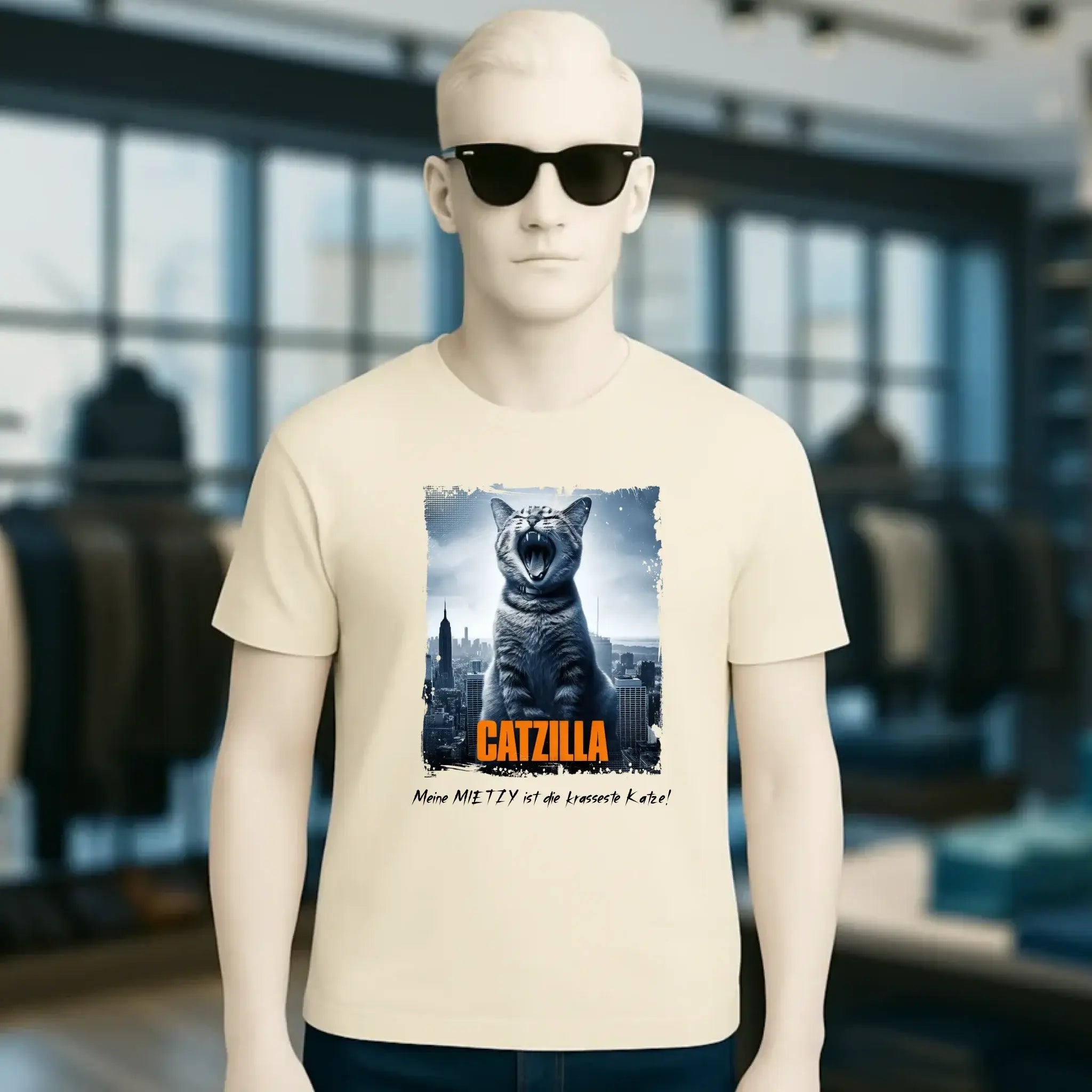Catzilla • Katze • Unisex Premium T-Shirt XS-5XL aus Bio-Baumwolle für Damen & Herren • Exklusivdesign • personalisiert