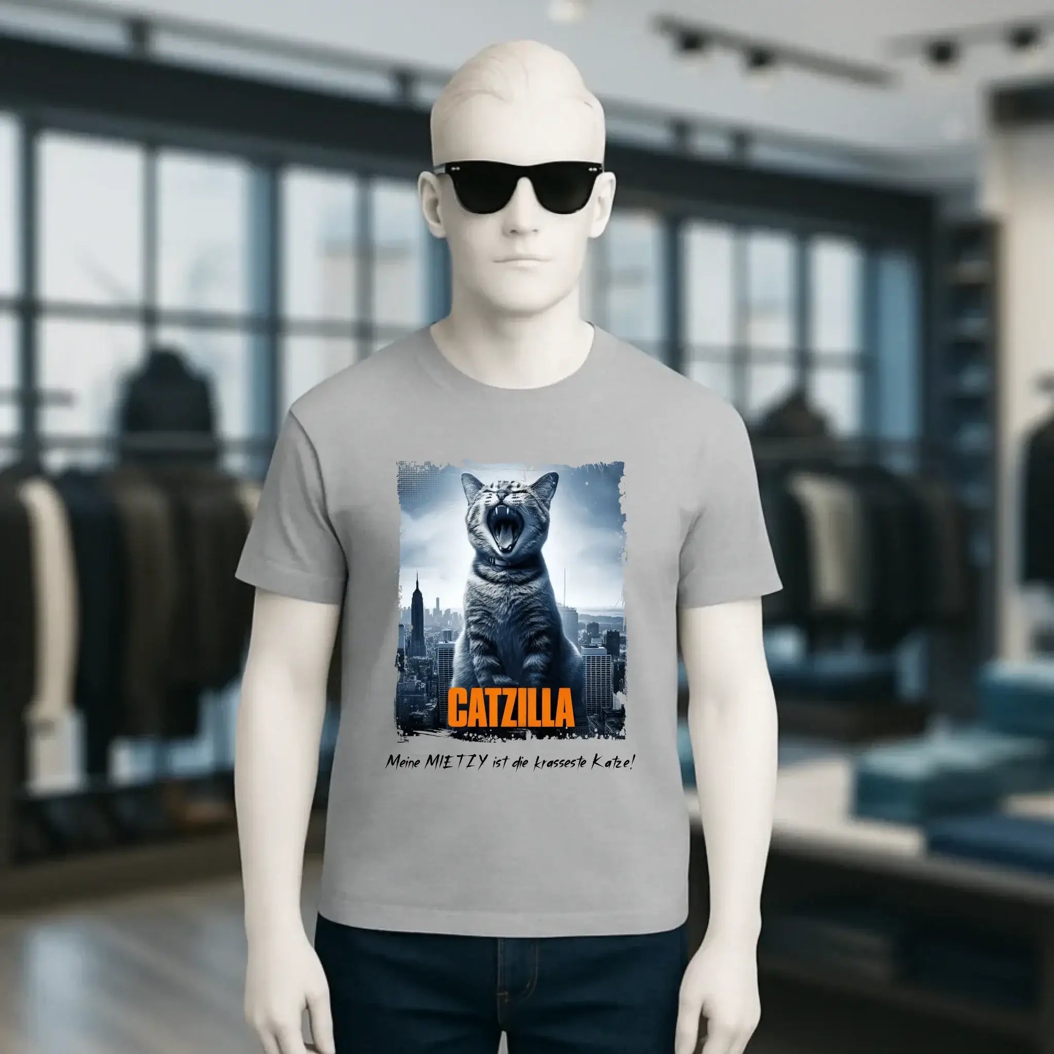 Catzilla • Katze • Unisex Premium T-Shirt XS-5XL aus Bio-Baumwolle für Damen & Herren • Exklusivdesign • personalisiert