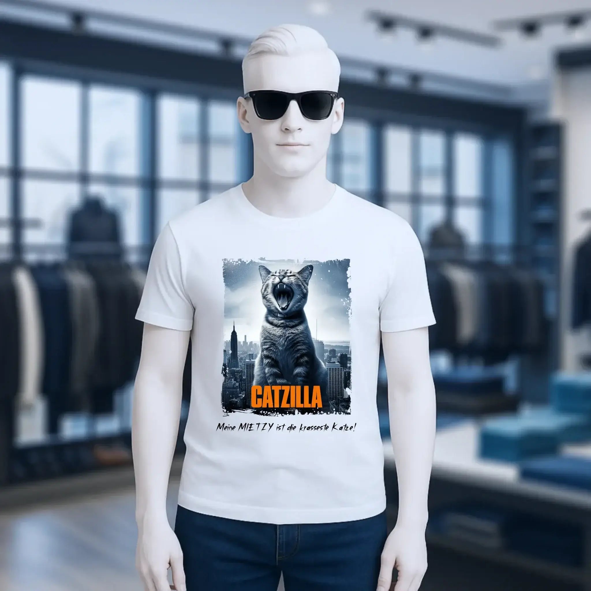 Catzilla • Katze • Unisex Premium T-Shirt XS-5XL aus Bio-Baumwolle für Damen & Herren • Exklusivdesign • personalisiert