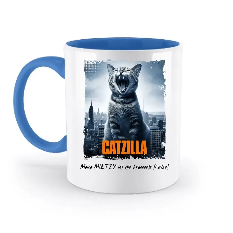 Catzilla • Katze • zweifarbige Tasse • Exklusivdesign • personalisiert