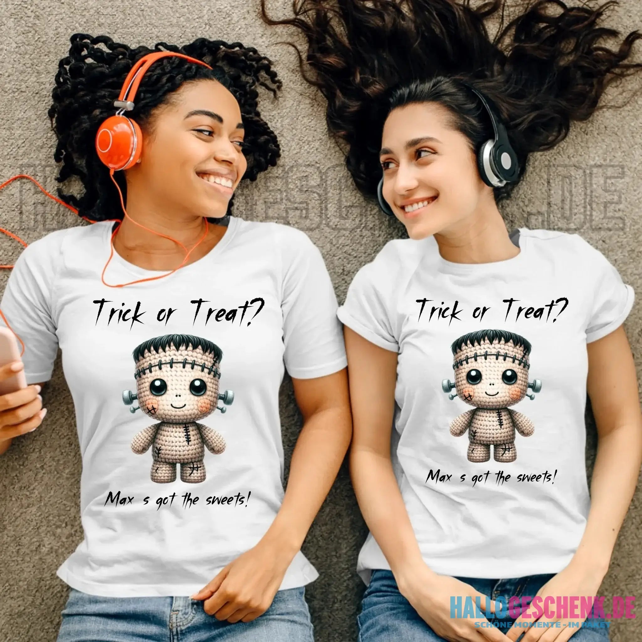 Cute Halloween • Wähle aus 20 Designs + Text • Ladies Premium T-Shirt XS-2XL aus Bio-Baumwolle für Damen • Exklusivdesign • personalisiert