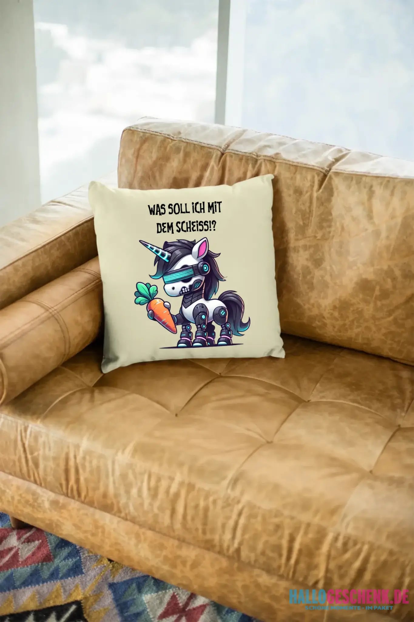 CYBER EINHORN + Text • Halloween • Kissen 40x40 cm • personalisiert