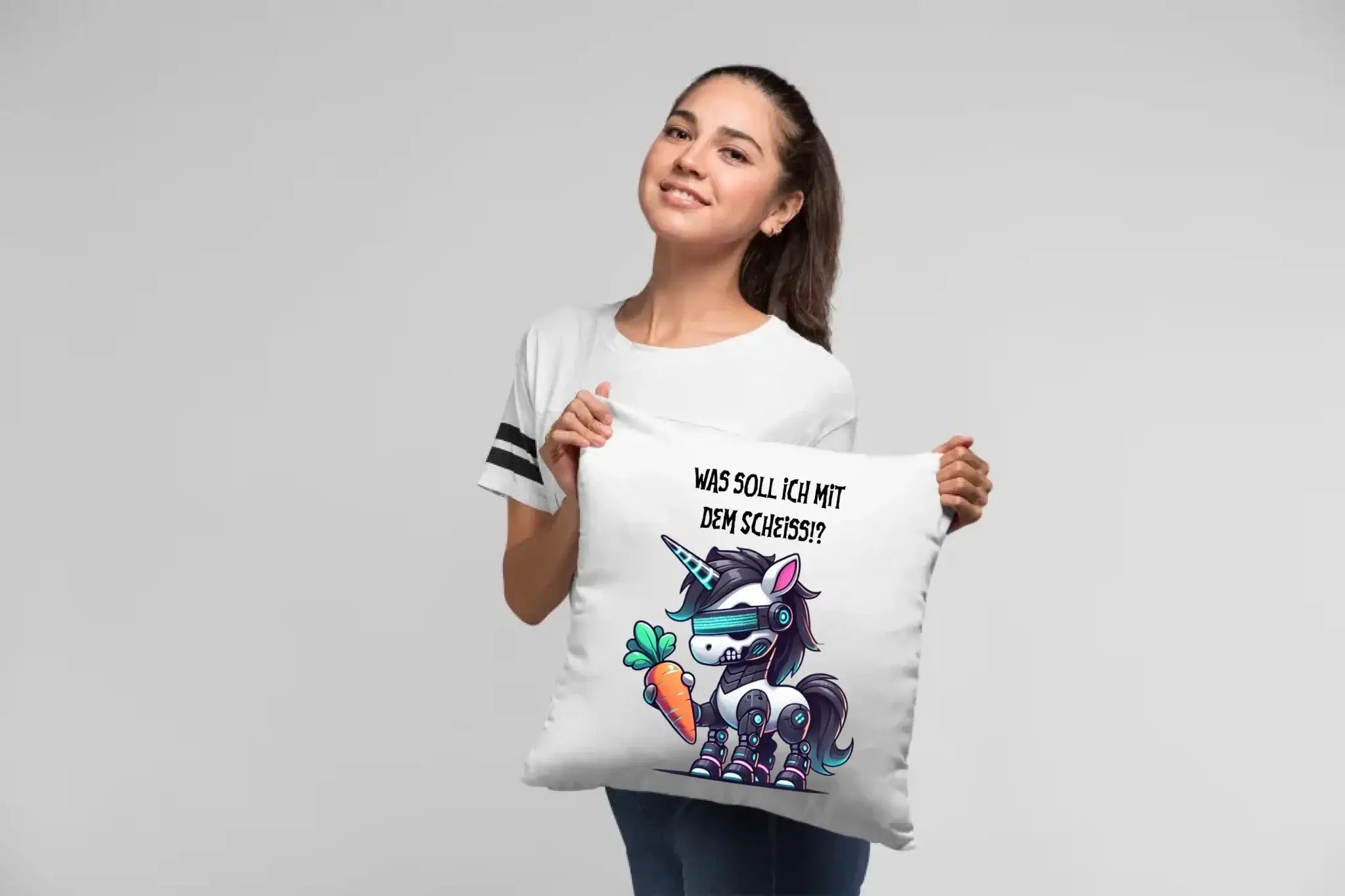 CYBER EINHORN + Text • Halloween • Kissen 40x40 cm • personalisiert